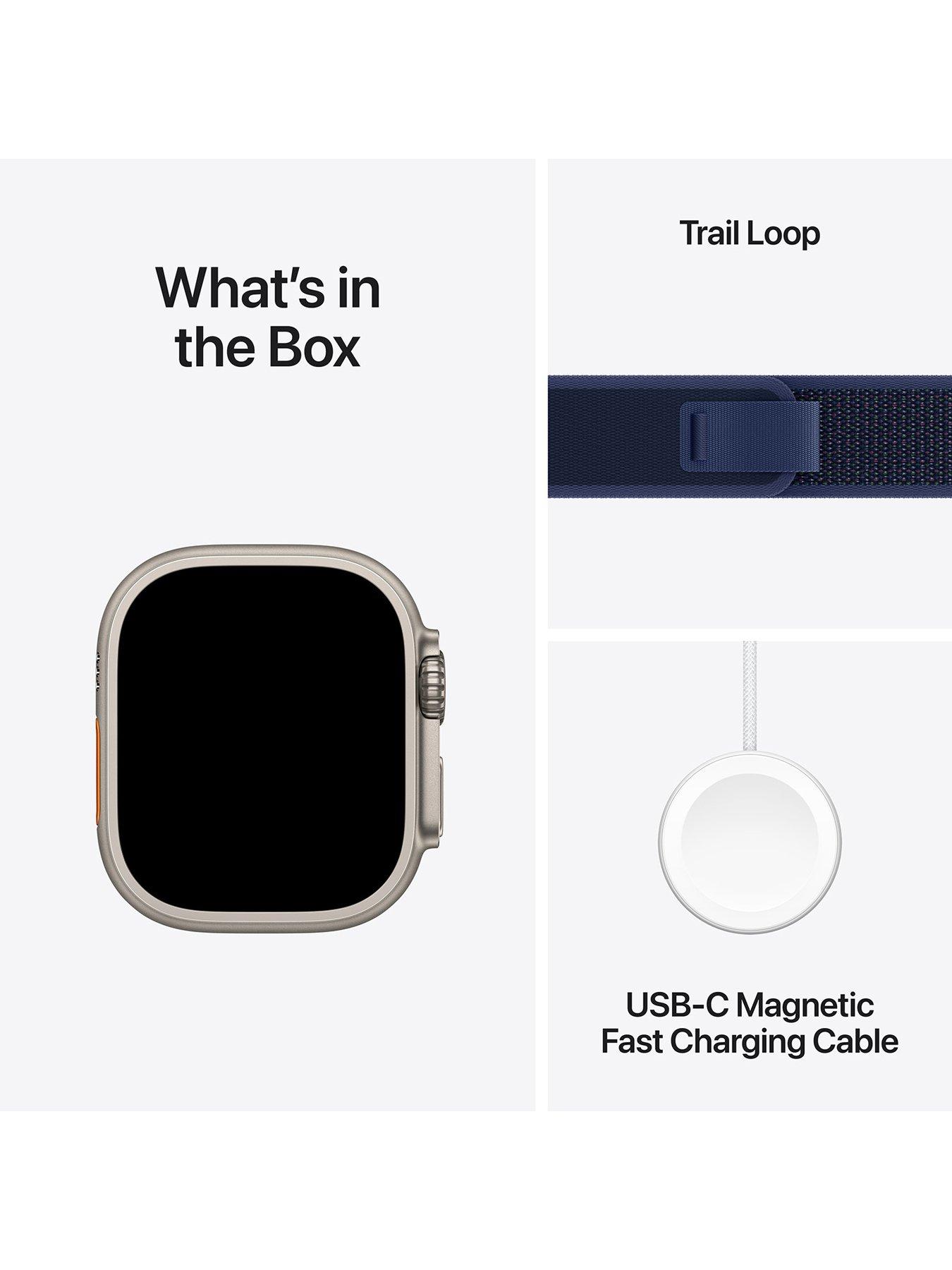 Image 7 of 7 of Apple Watch Ultra 2 (GPS + Cellular, 2024), 49mm Natural Titanium Case with Blue Trail Loop - S/M