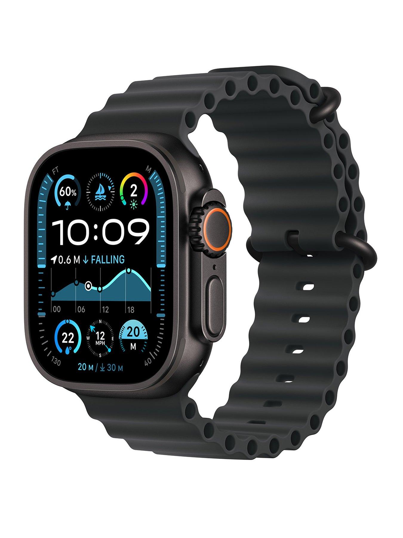 Image 1 of 7 of Apple Watch Ultra 2 (GPS + Cellular, 2024), 49mm Black Titanium Case with Black Ocean Band