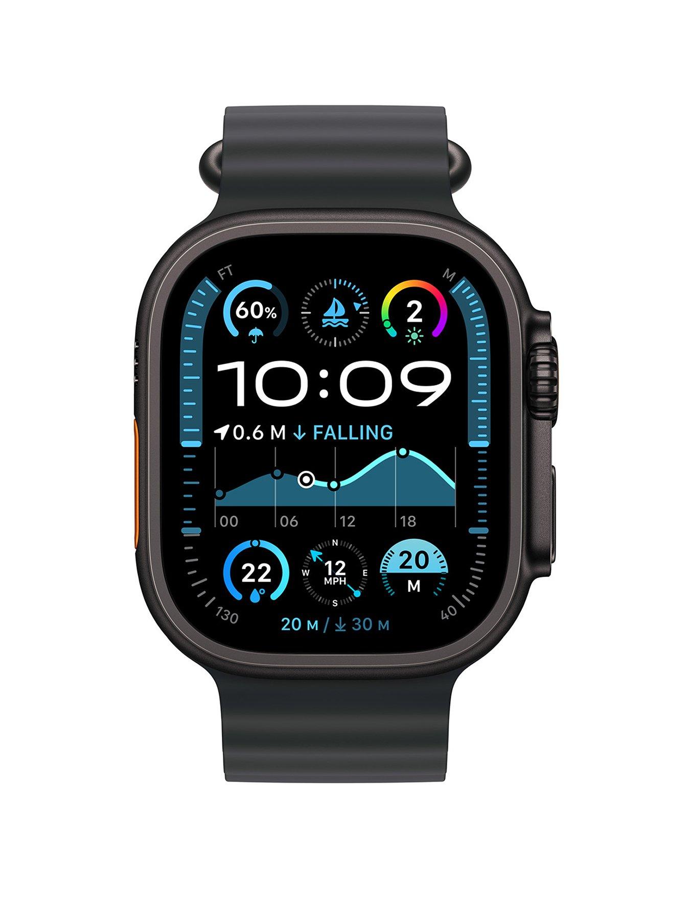 Image 2 of 7 of Apple Watch Ultra 2 (GPS + Cellular, 2024), 49mm Black Titanium Case with Black Ocean Band