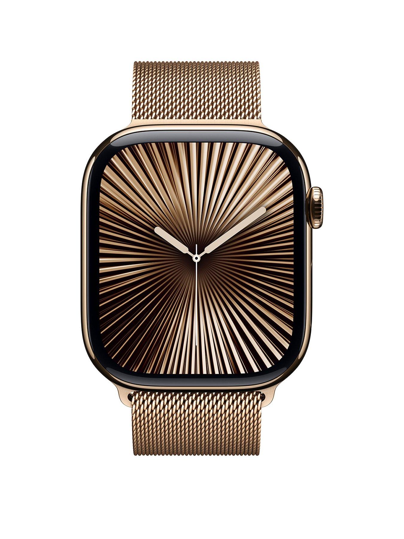apple-watch-series-10-gps-cellular-46mmnbspgold-titanium-case-with-gold-milanese-loopstillFront