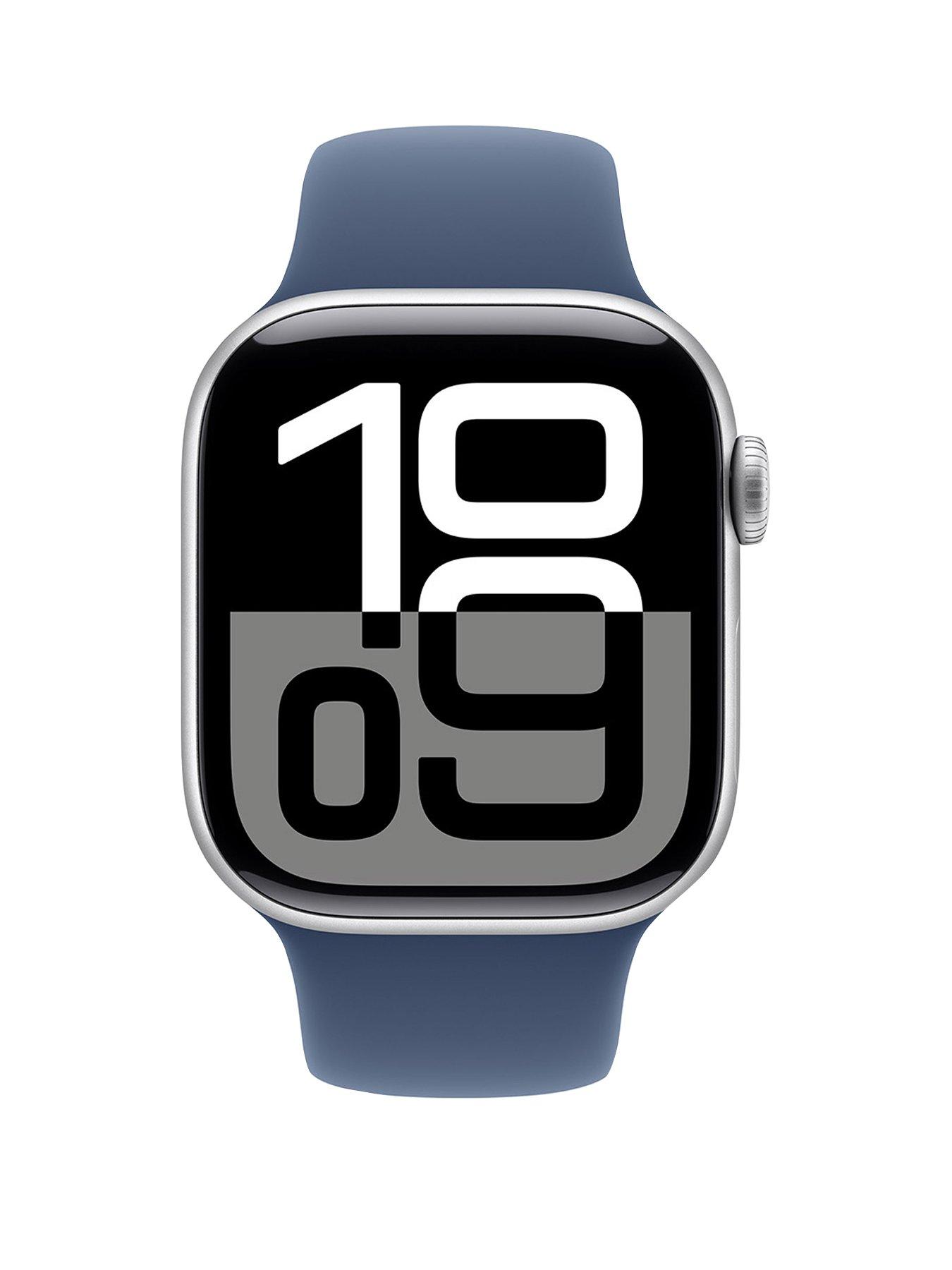 Image 2 of 8 of Apple Watch Series 10 (GPS), 42mm Silver Aluminium Case with Denim Sport Band - M/L