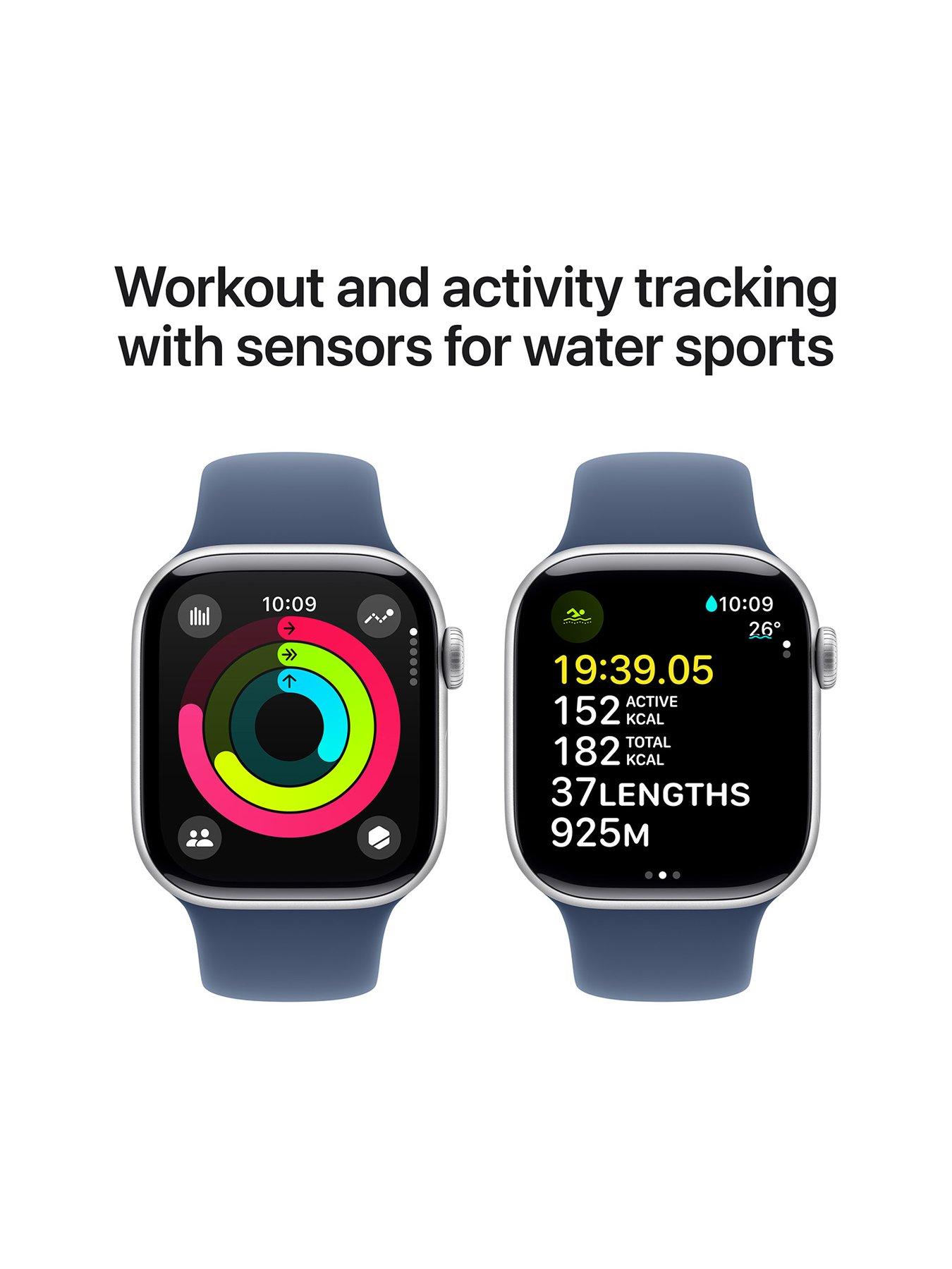 Image 4 of 8 of Apple Watch Series 10 (GPS), 42mm Silver Aluminium Case with Denim Sport Band - M/L