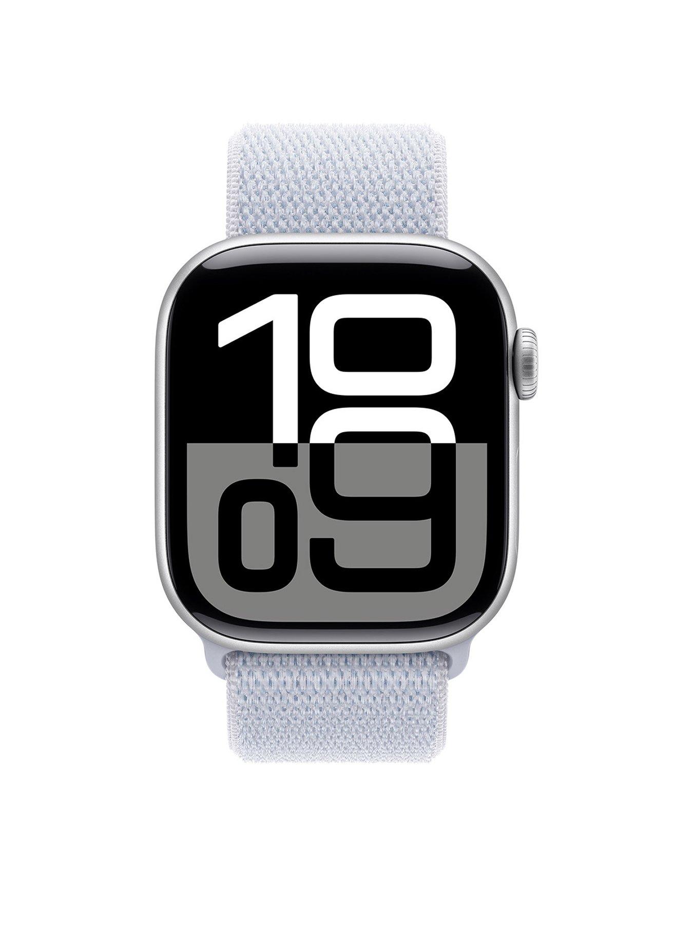 Image 2 of 8 of Apple Watch Series 10 (GPS), 42mm Silver Aluminium Case with Blue Cloud Sport Loop