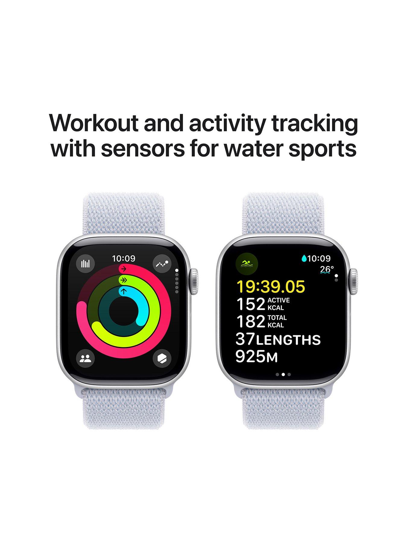 Image 4 of 8 of Apple Watch Series 10 (GPS), 42mm Silver Aluminium Case with Blue Cloud Sport Loop