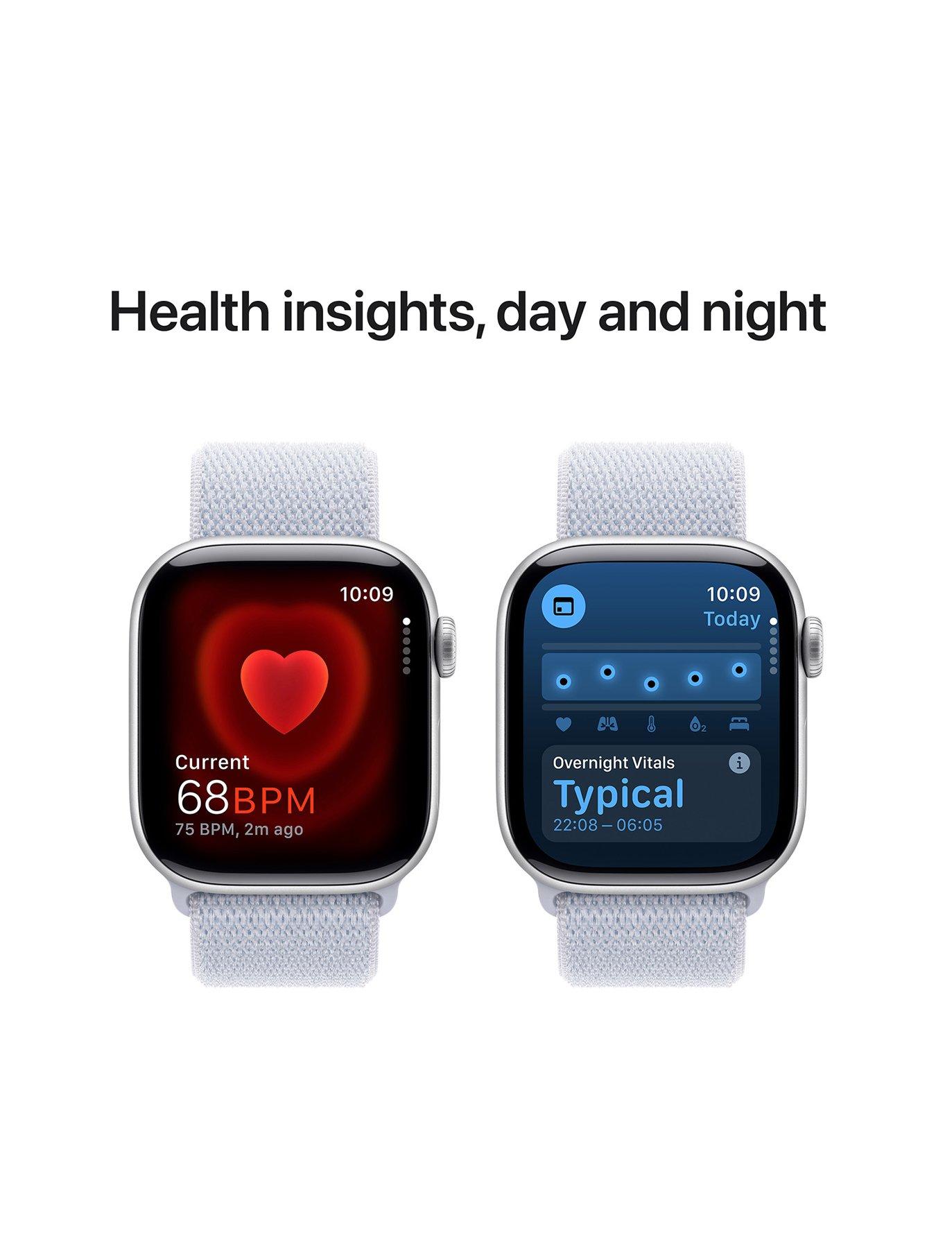 Image 5 of 8 of Apple Watch Series 10 (GPS), 42mm Silver Aluminium Case with Blue Cloud Sport Loop