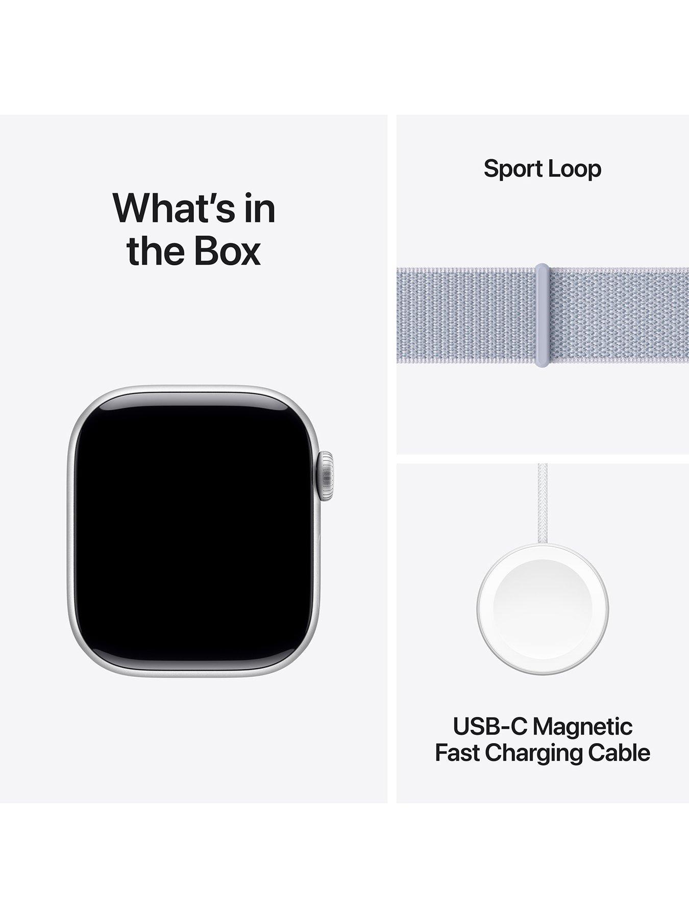 Image 7 of 8 of Apple Watch Series 10 (GPS), 42mm Silver Aluminium Case with Blue Cloud Sport Loop