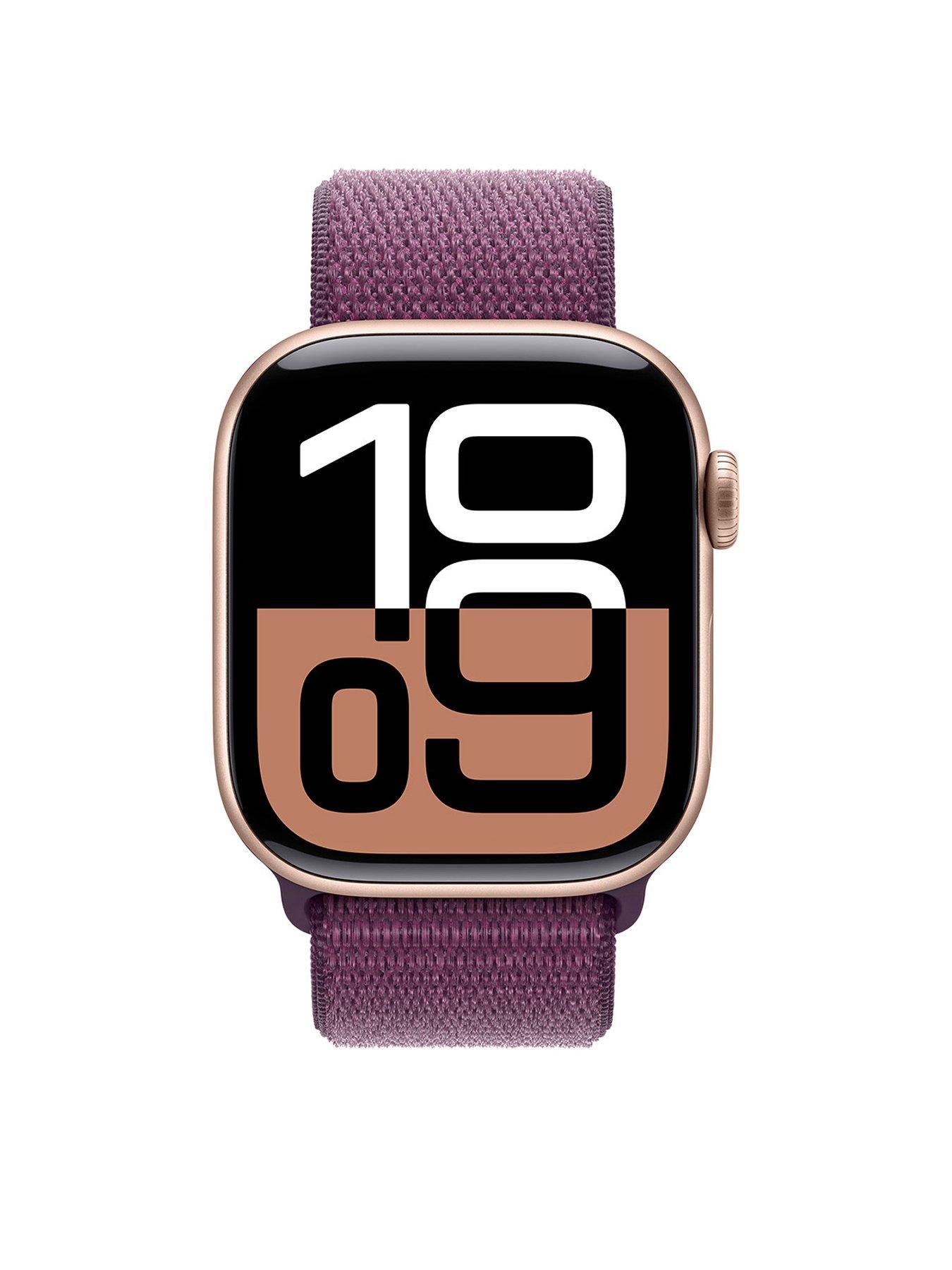 apple-watch-series-10-gps-42mm-rose-gold-aluminium-case-with-plum-sport-loopstillFront