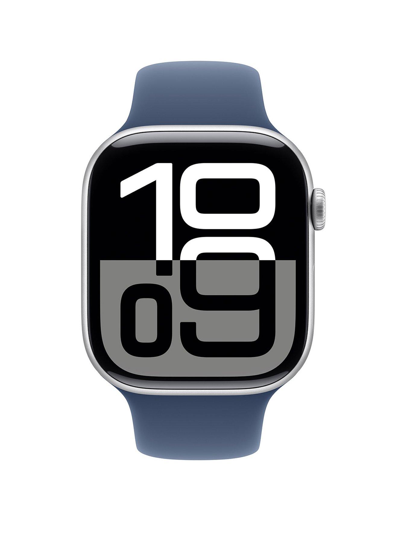 Image 2 of 8 of Apple Watch Series 10 (GPS) 46mm Silver Aluminium Case with Denim Sport Band - S/M