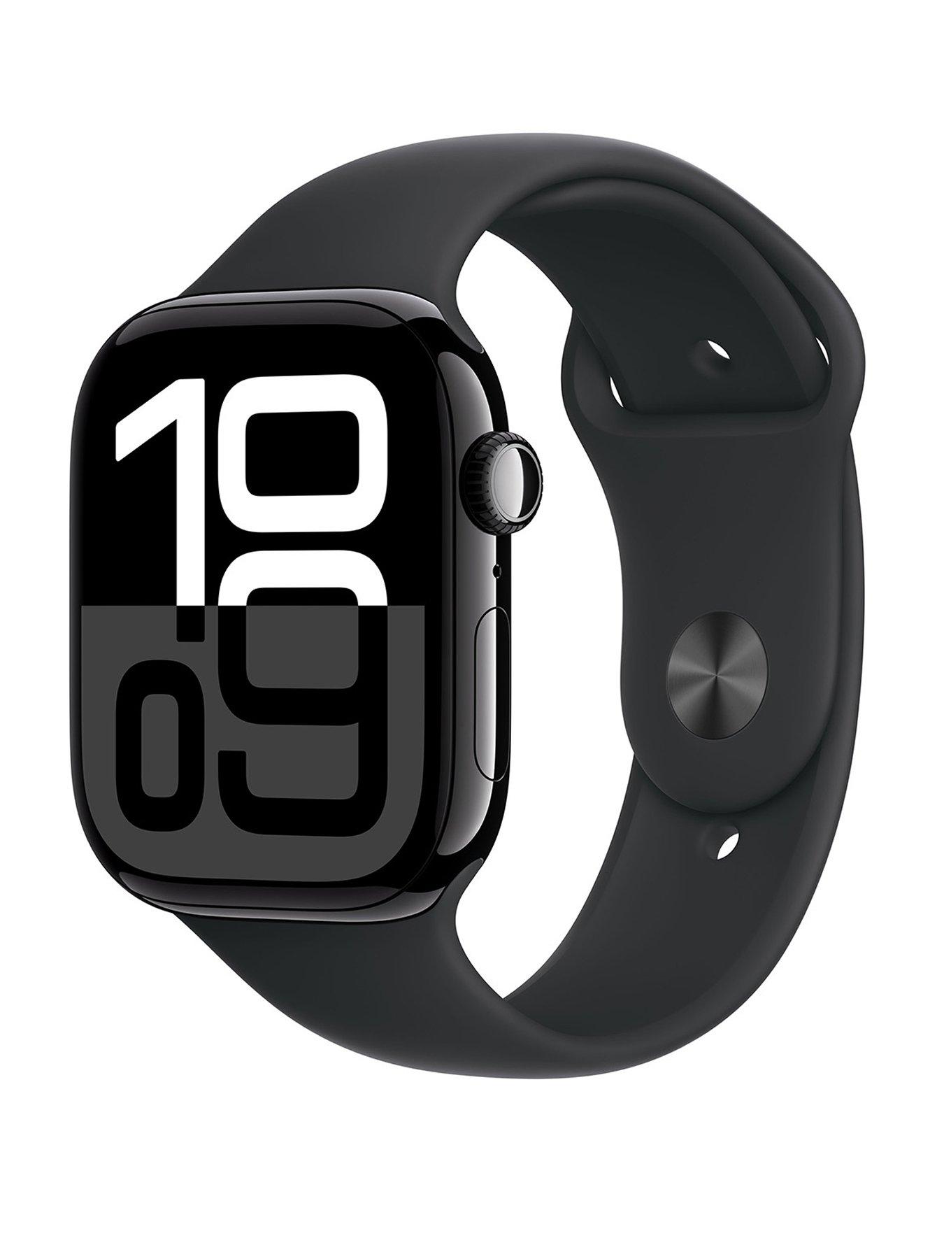 Image 1 of 8 of Apple Watch Series 10 (GPS), 46mm Jet Black Aluminium Case with Black Sport Band - S/M