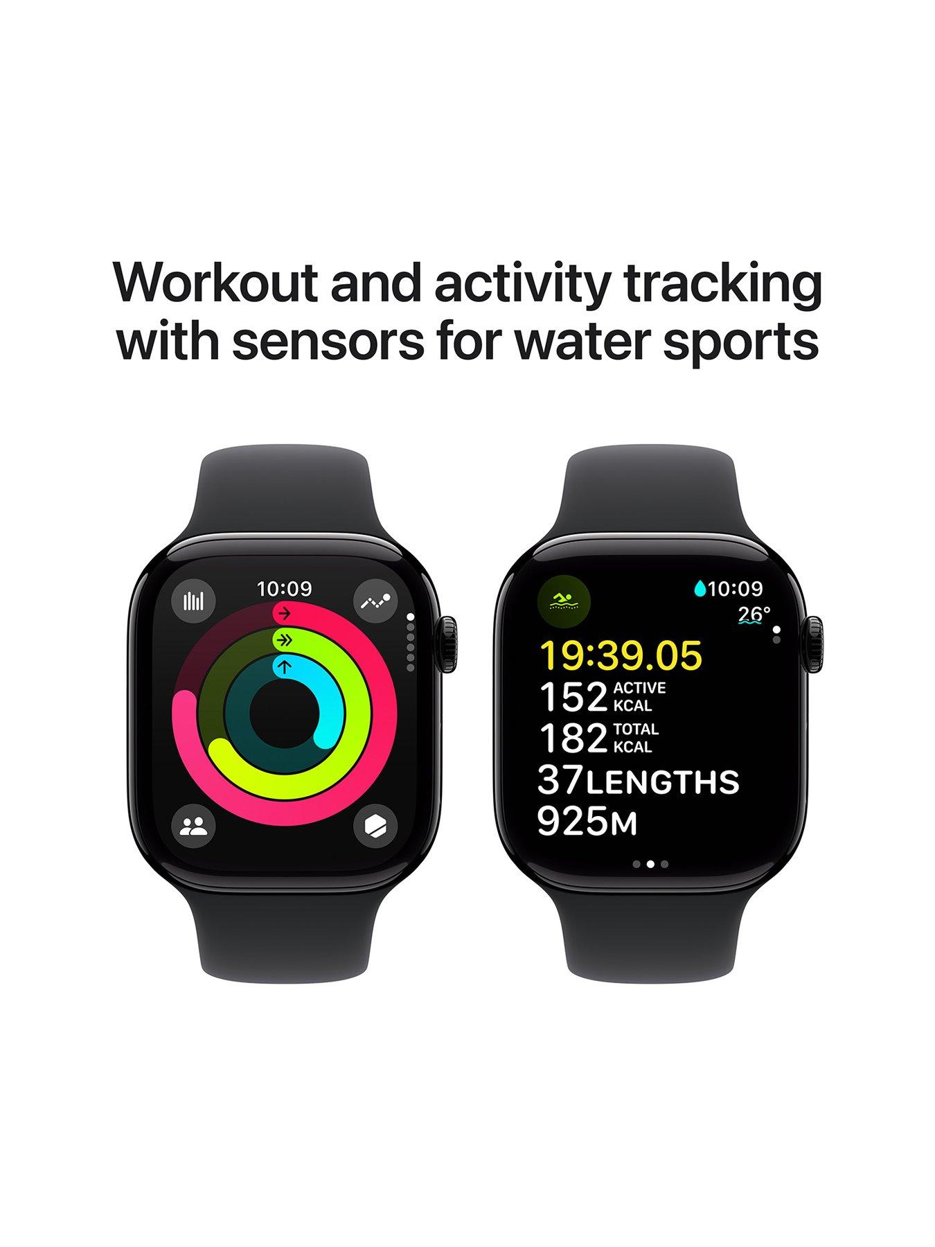 Image 4 of 8 of Apple Watch Series 10 (GPS), 46mm Jet Black Aluminium Case with Black Sport Band - S/M