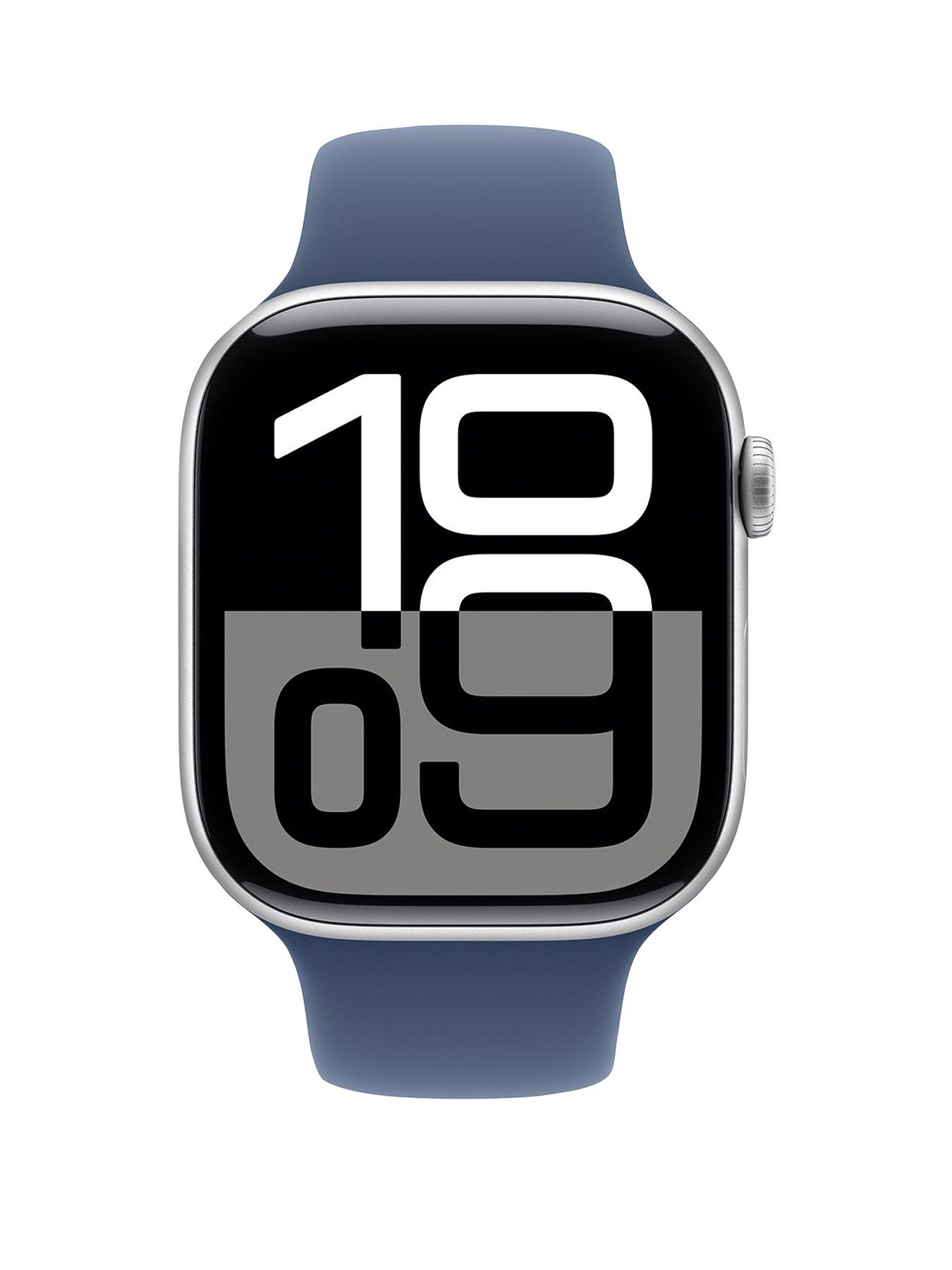 Image 2 of 8 of Apple Watch Series 10 (GPS + Cellular), 46mm Silver Aluminium Case with Denim Sport Band - S/M