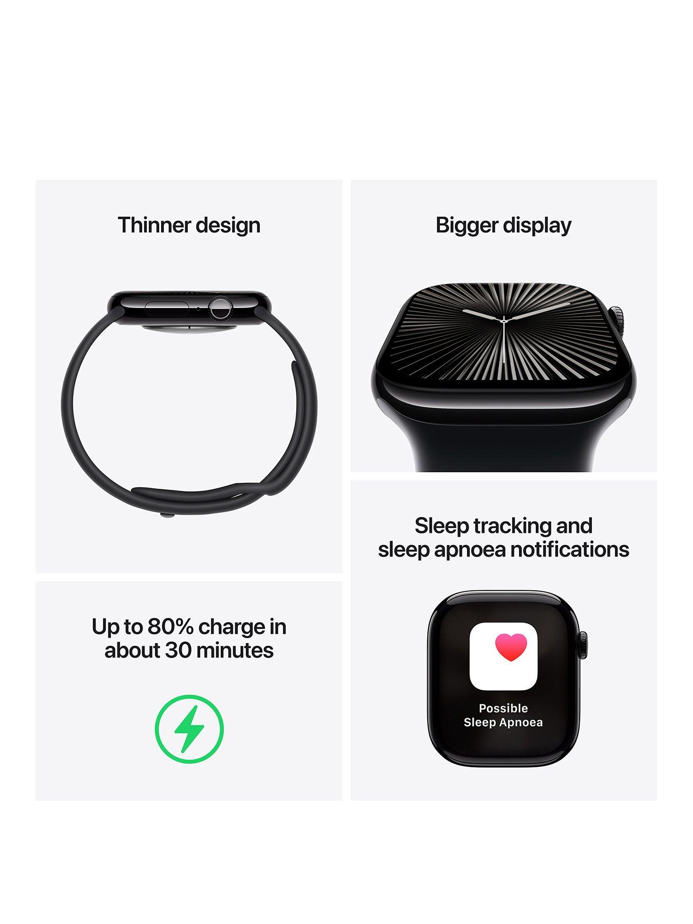 Image 3 of 8 of Apple Watch Series 10 (GPS + Cellular), 46mm Silver Aluminium Case with Denim Sport Band - S/M