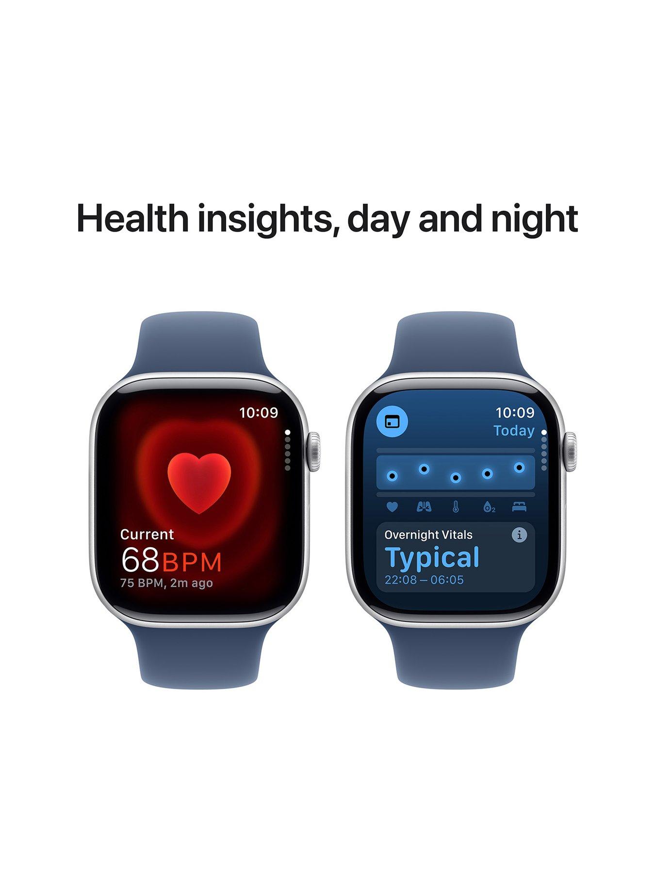 Image 5 of 8 of Apple Watch Series 10 (GPS + Cellular), 46mm Silver Aluminium Case with Denim Sport Band - S/M
