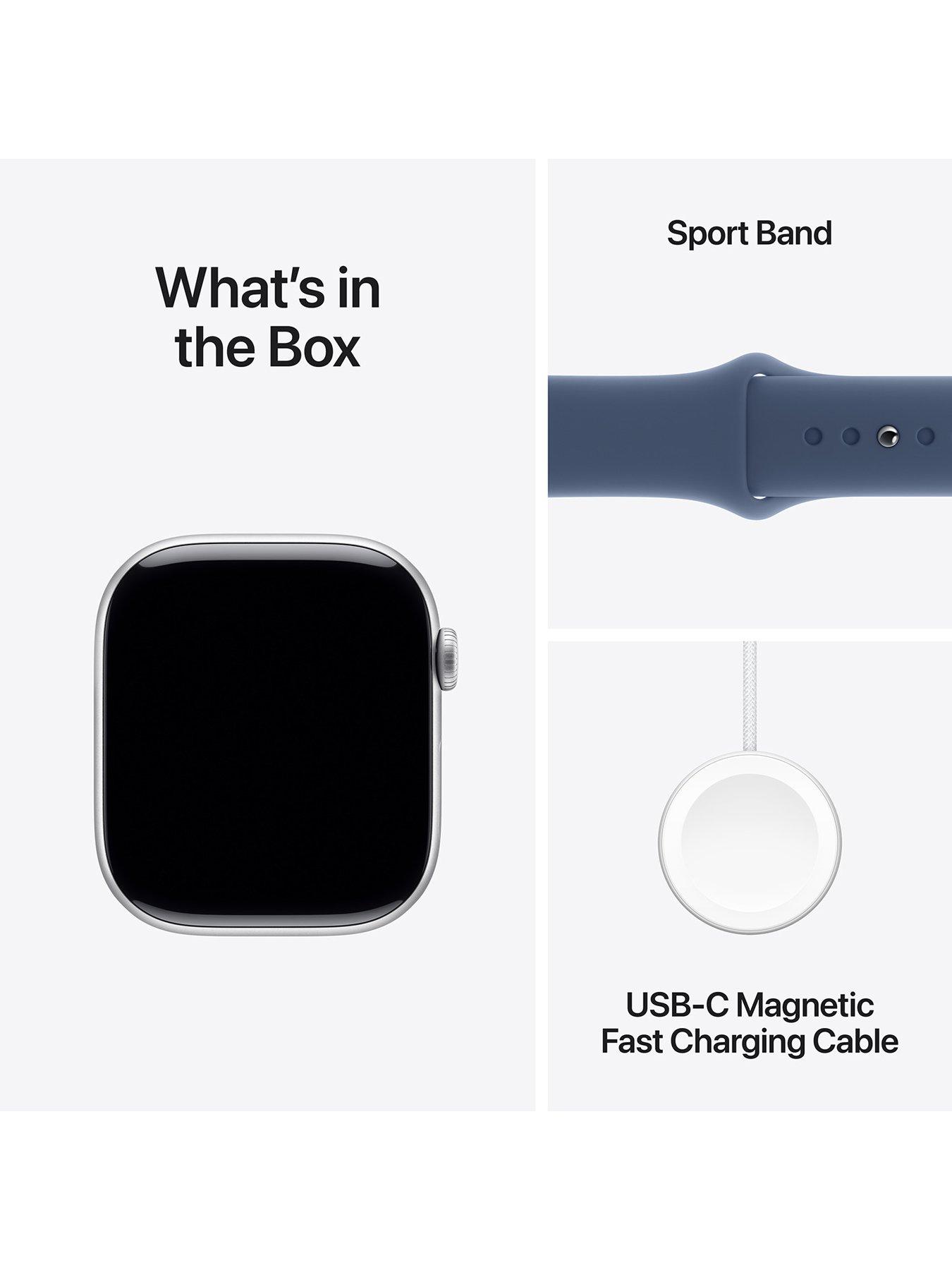 Image 7 of 8 of Apple Watch Series 10 (GPS + Cellular), 46mm Silver Aluminium Case with Denim Sport Band - S/M