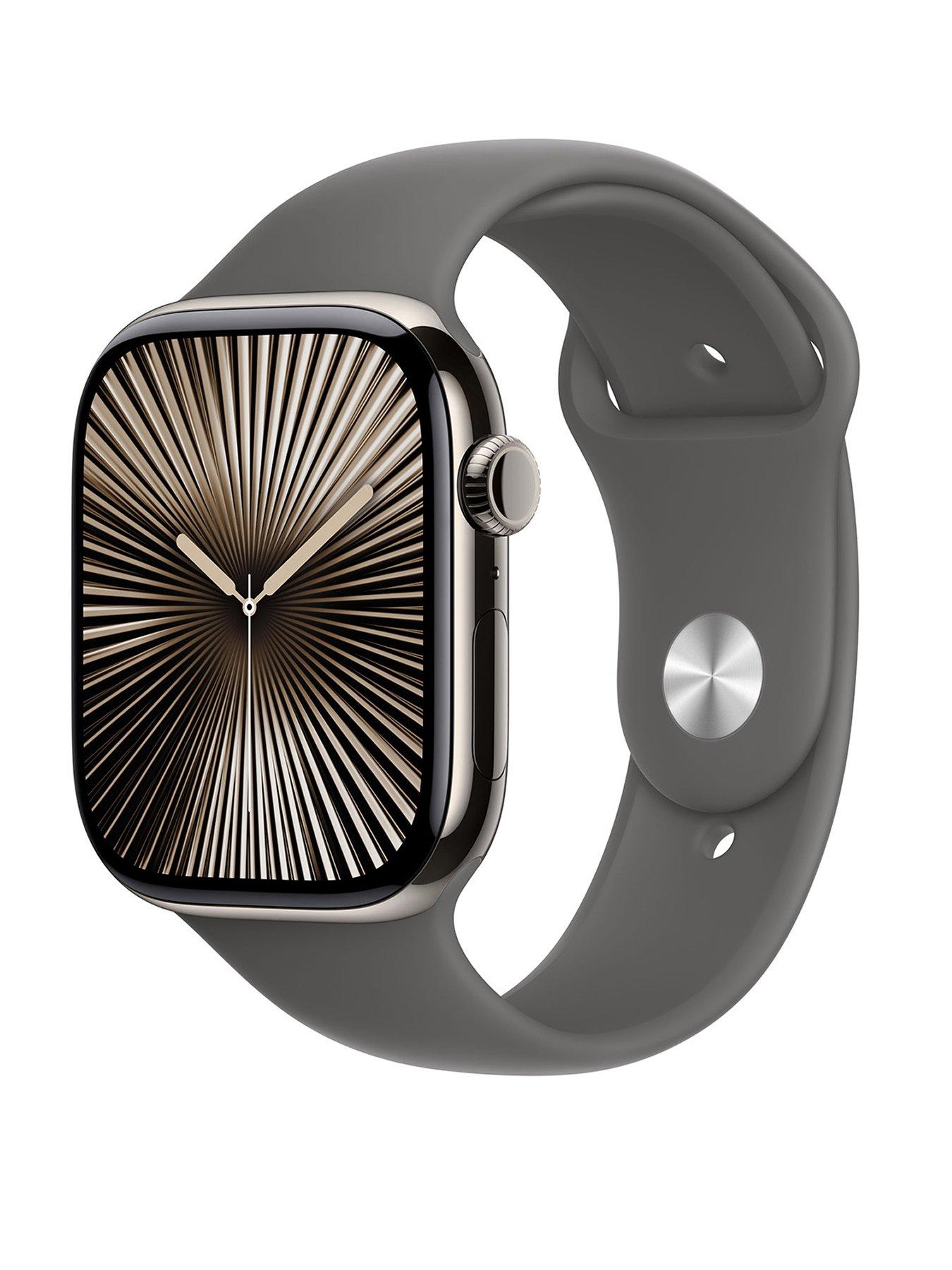 undefined Watch Series 10 (GPS + Cellular), Natural Titanium Case with Stone Grey Sport Band