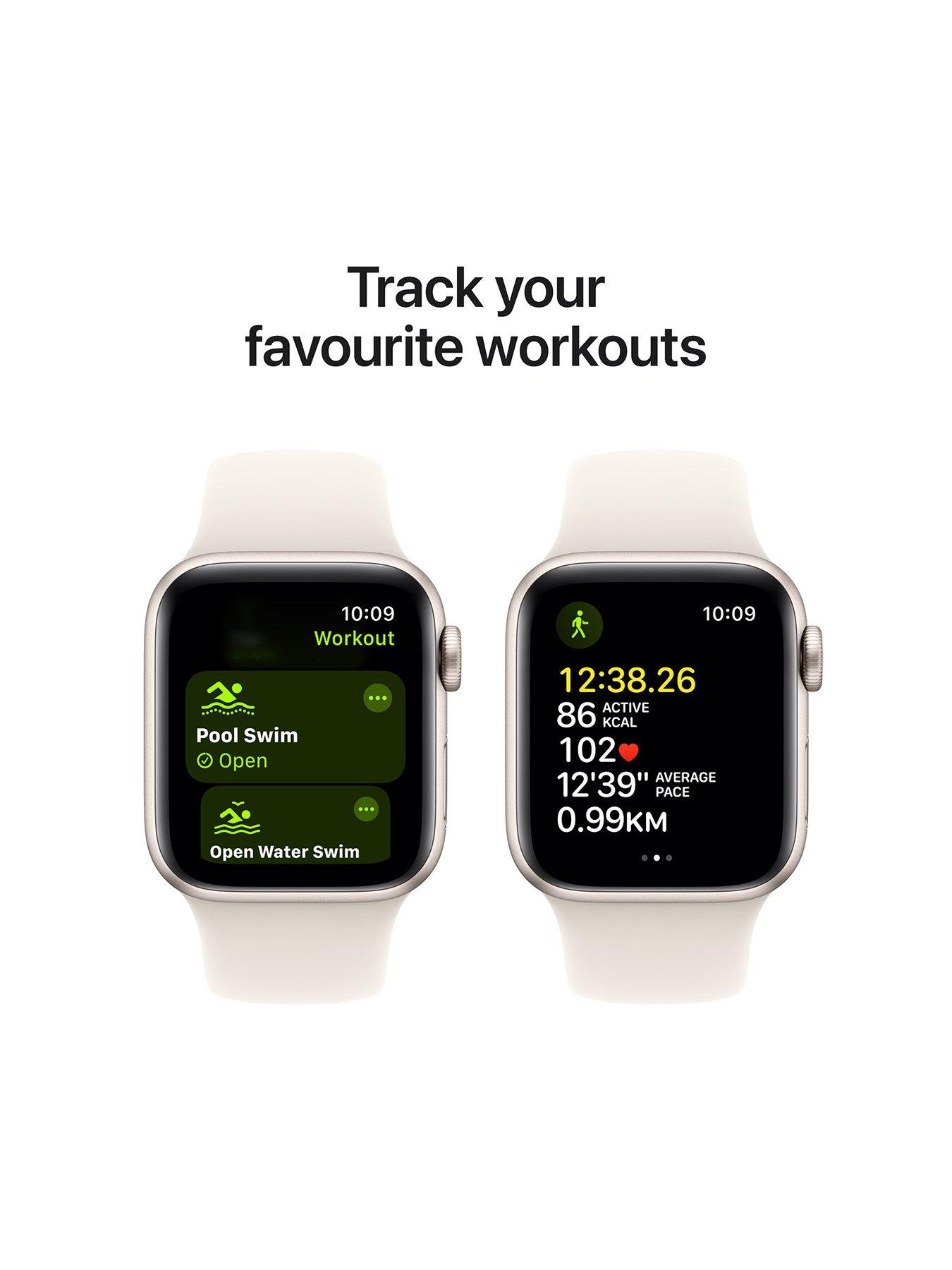 Image 6 of 7 of Apple Watch SE (GPS, 2024) Starlight Aluminium Case with Starlight Sport Band