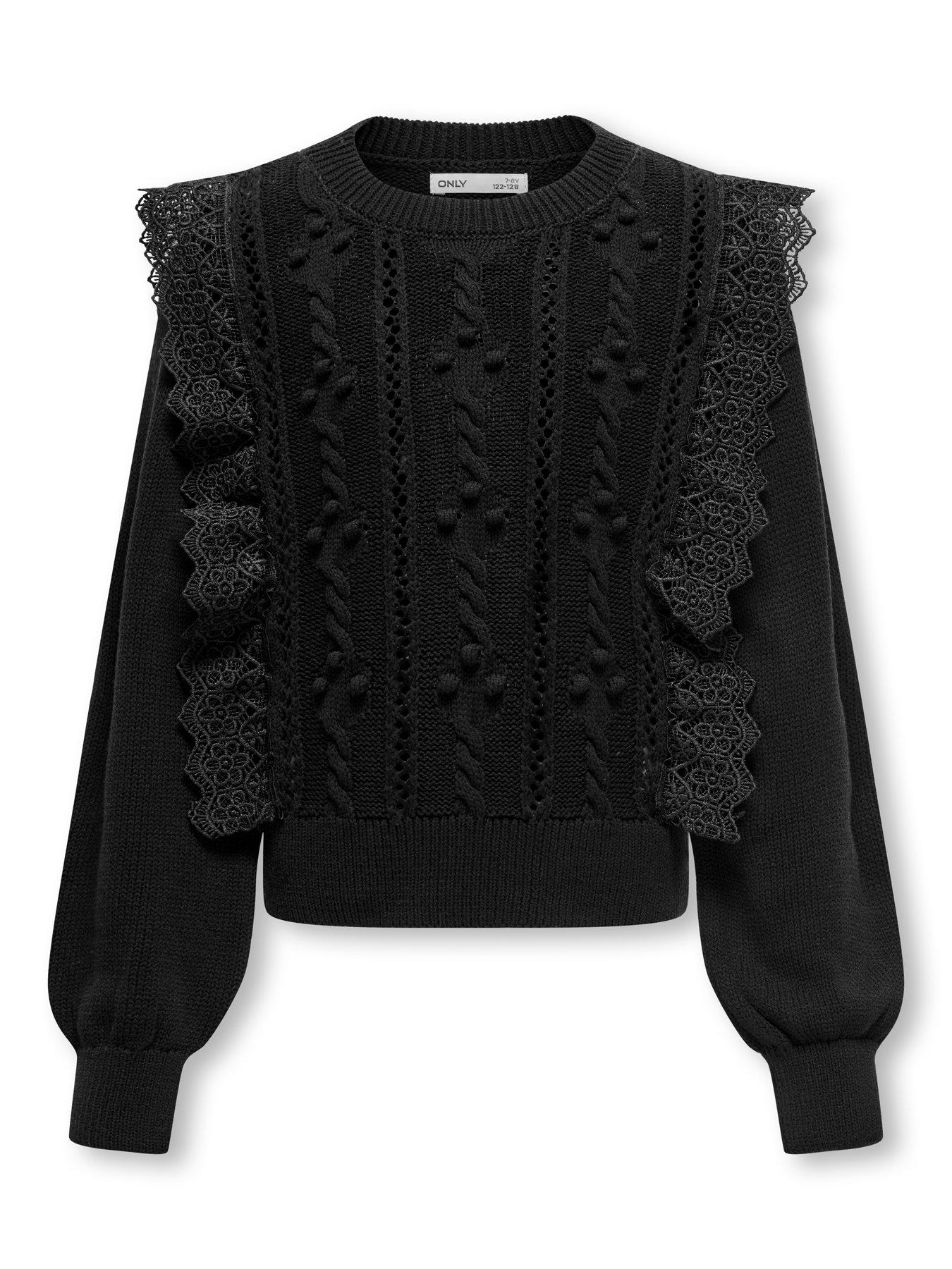 only-kids-girls-lace-frill-knitted-jumper-blackback