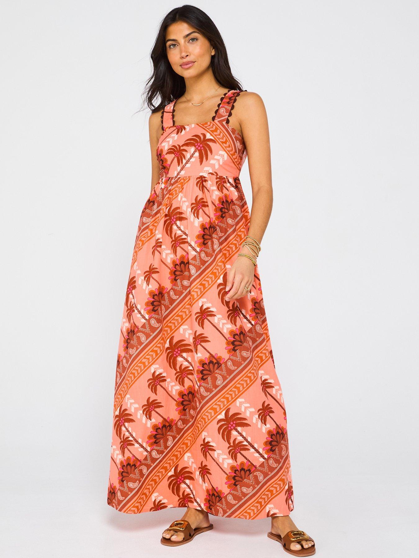 v-by-very-palm-print-square-neck-maxi-dress