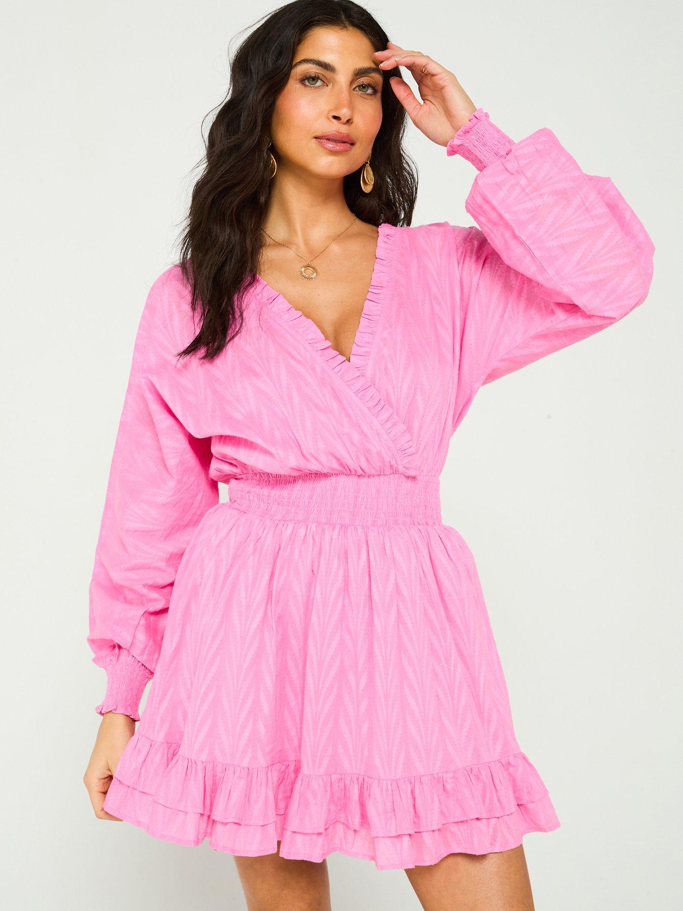 v-by-very-wrap-textured-beach-dress-pink