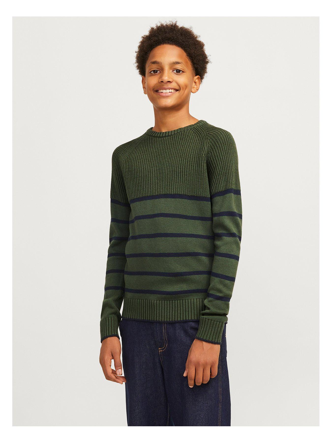 jack-jones-junior-boys-panel-knit-crew-neck-jumper-kombu-green