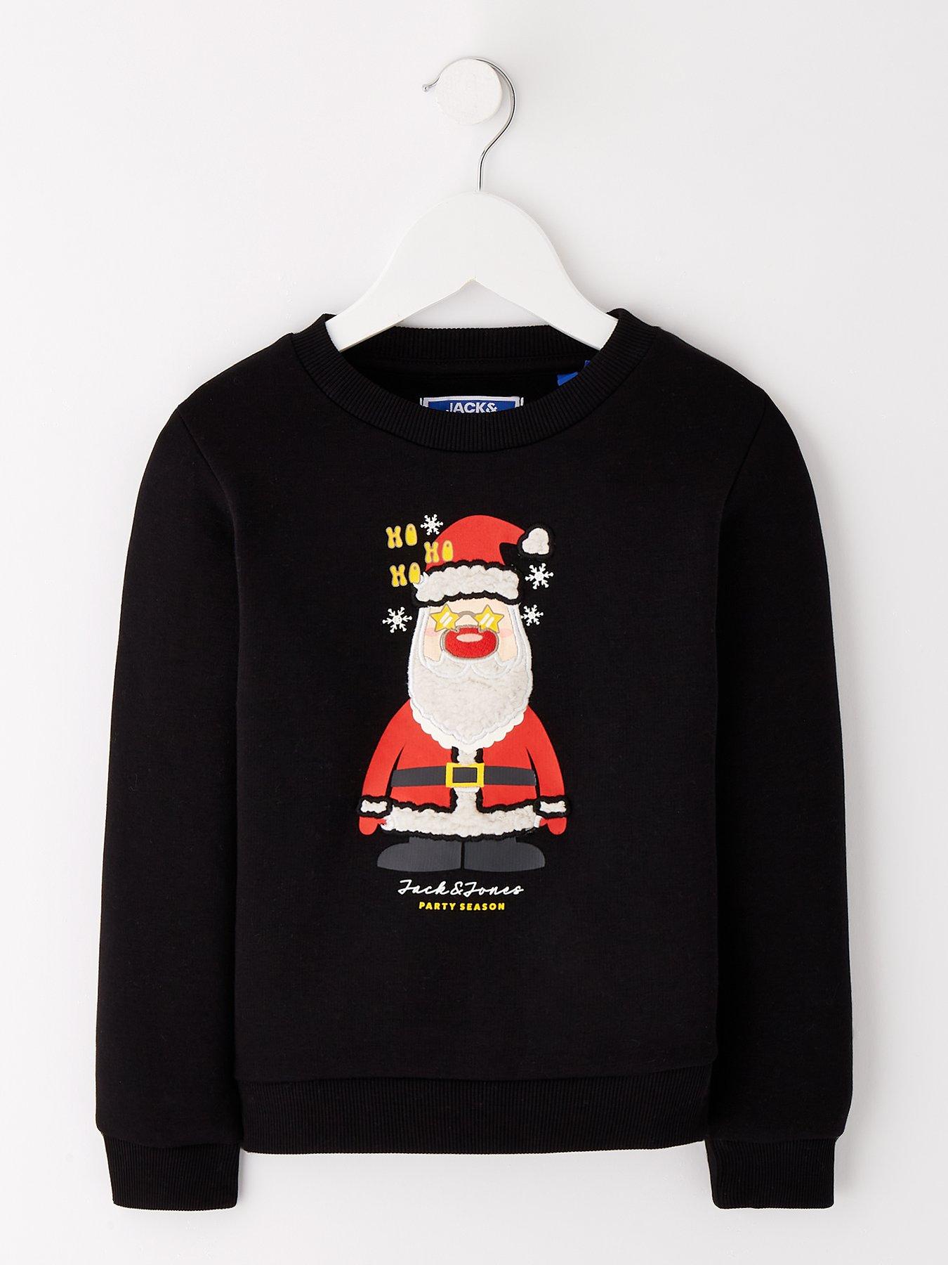 undefined Younger Boys Santa Crew Neck  Christmas Sweatshirt - Black