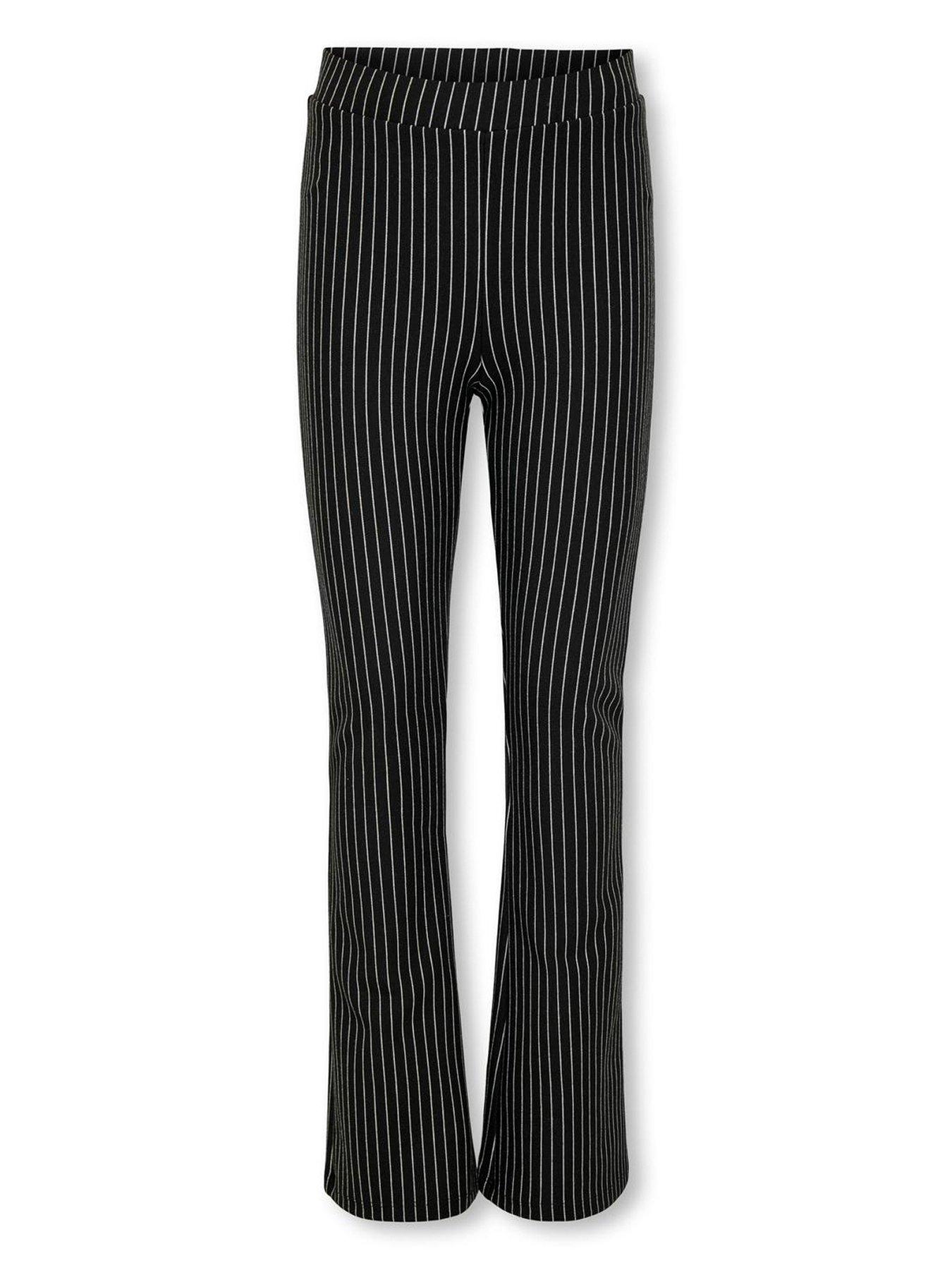 only-kids-girls-stripe-flared-trousers-black