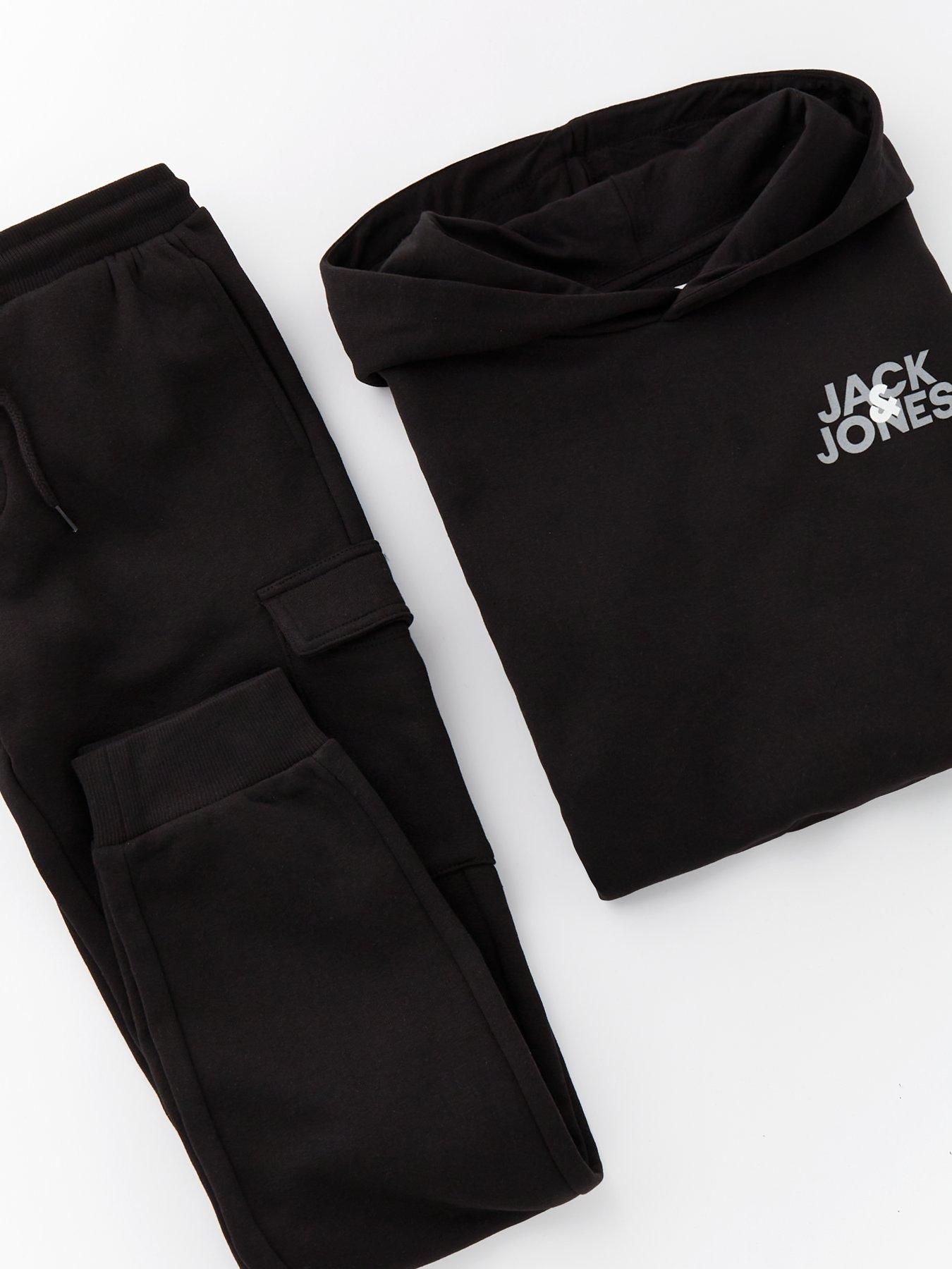 jack-jones-junior-boys-blake-hoodie-and-cargo-jog-set-blackdetail