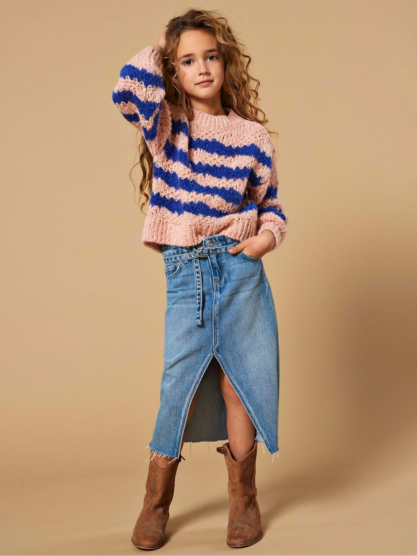 only-kids-girls-stripe-textured-knitted-jumper-silver-pinkstillFront