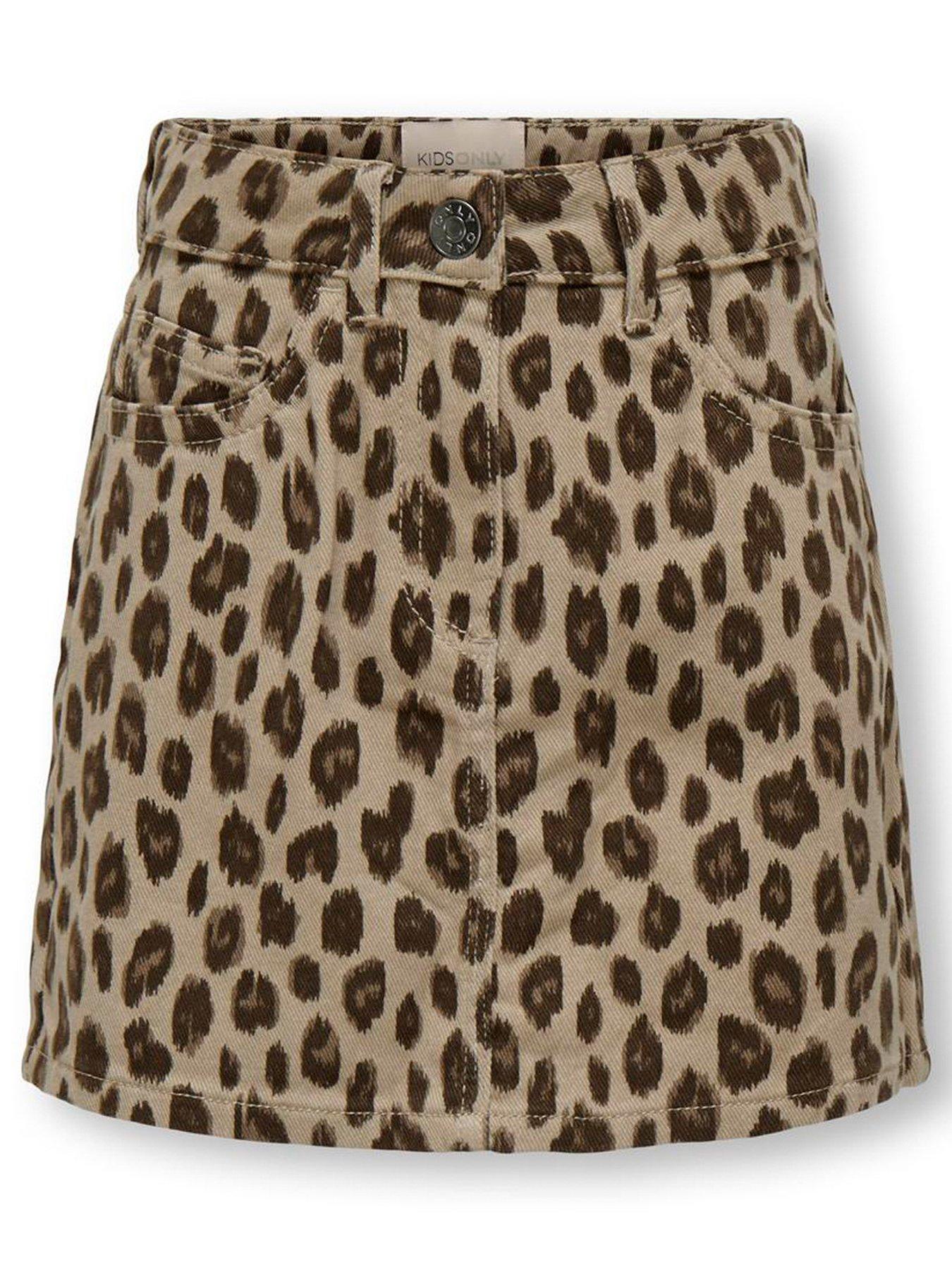 only-kids-girls-leopard-print-denim-skirt-beige