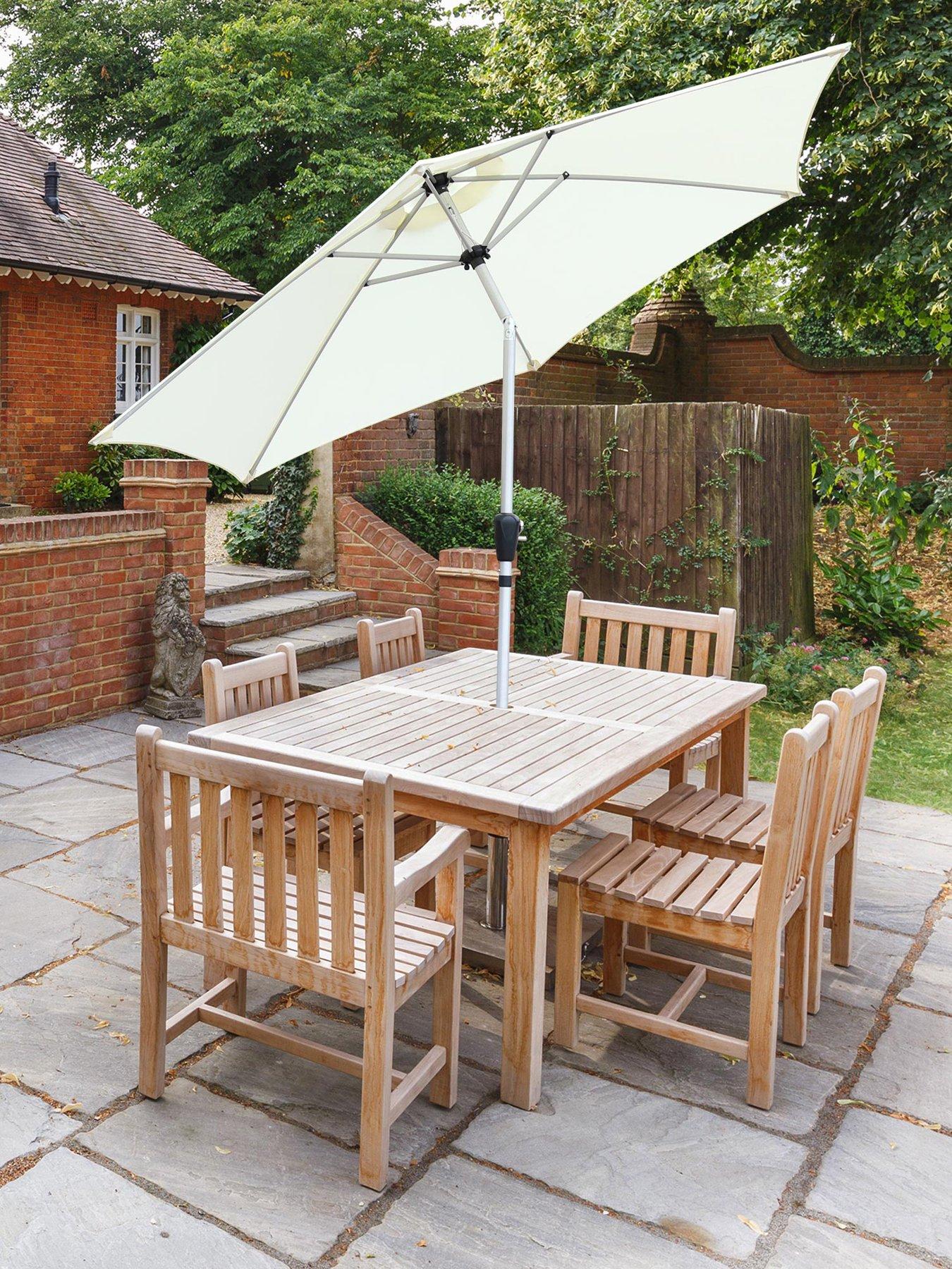 undefined GlamHaus Tilting Cream Garden Table Parasol Umbrella 2.7M
