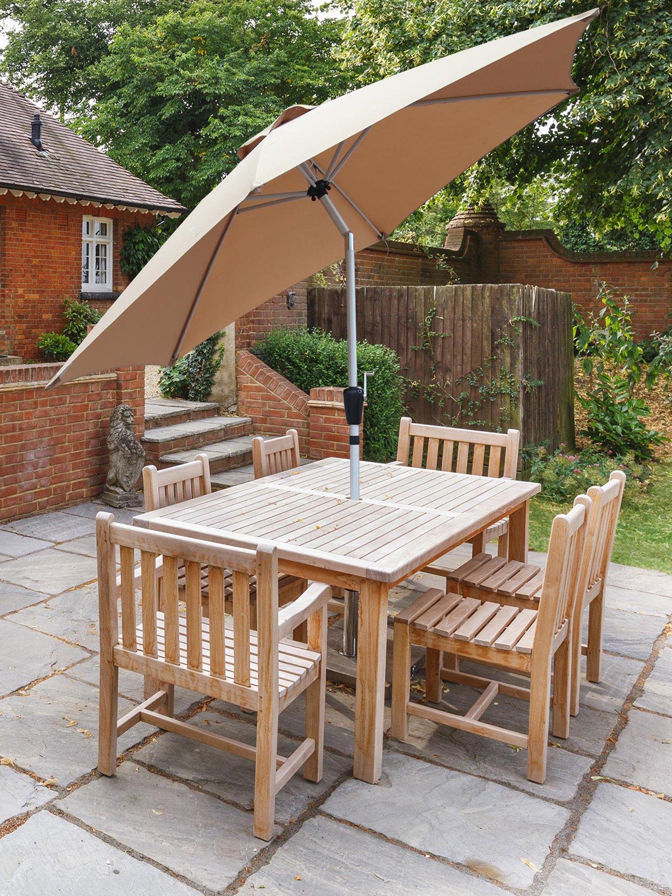 undefined GlamHaus Tilting Khaki Sand Garden Table Parasol Umbrella 2.7M