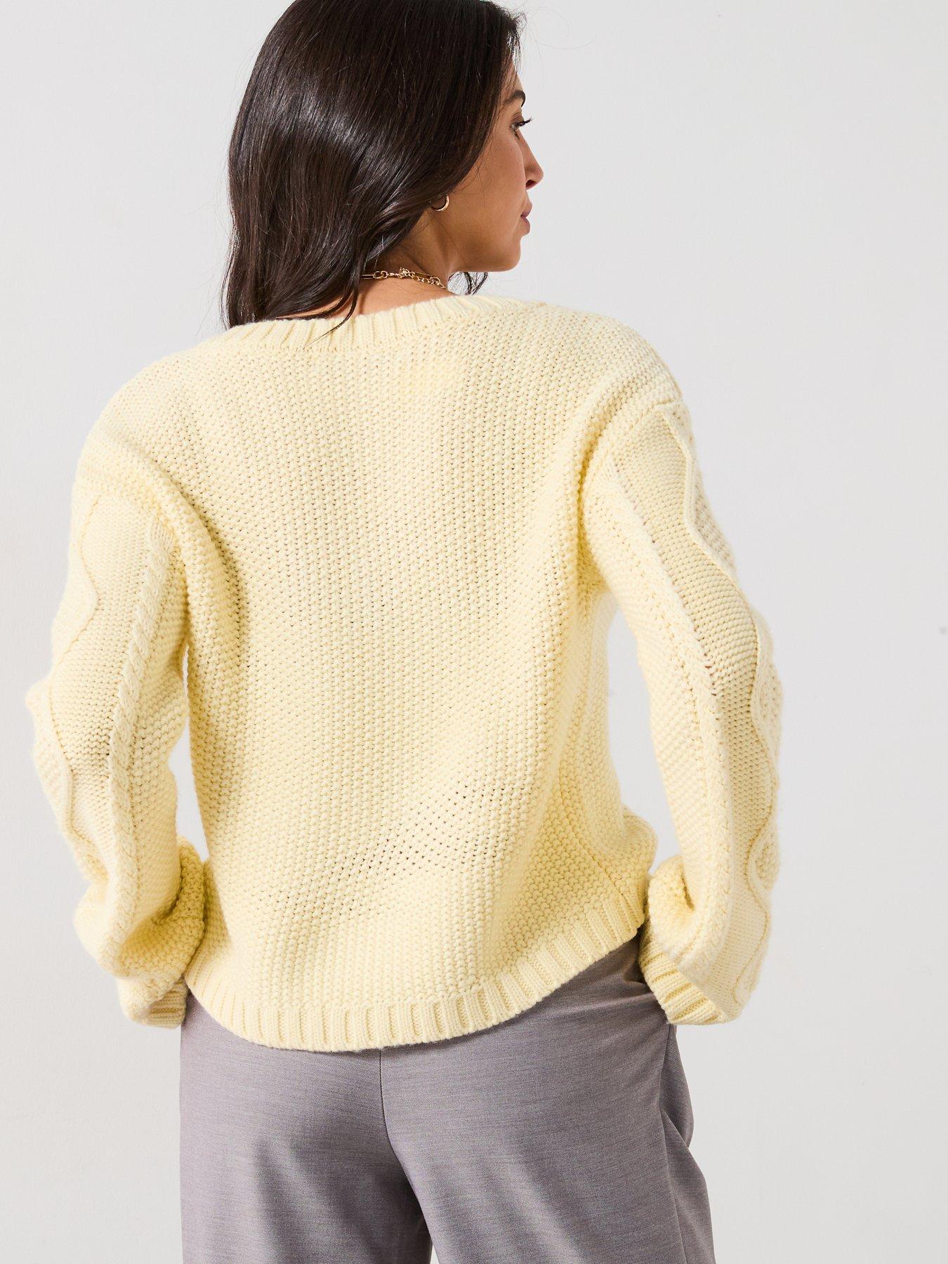 v-by-very-v-neck-cropped-cable-jumper-with-wool-yellowstillFront