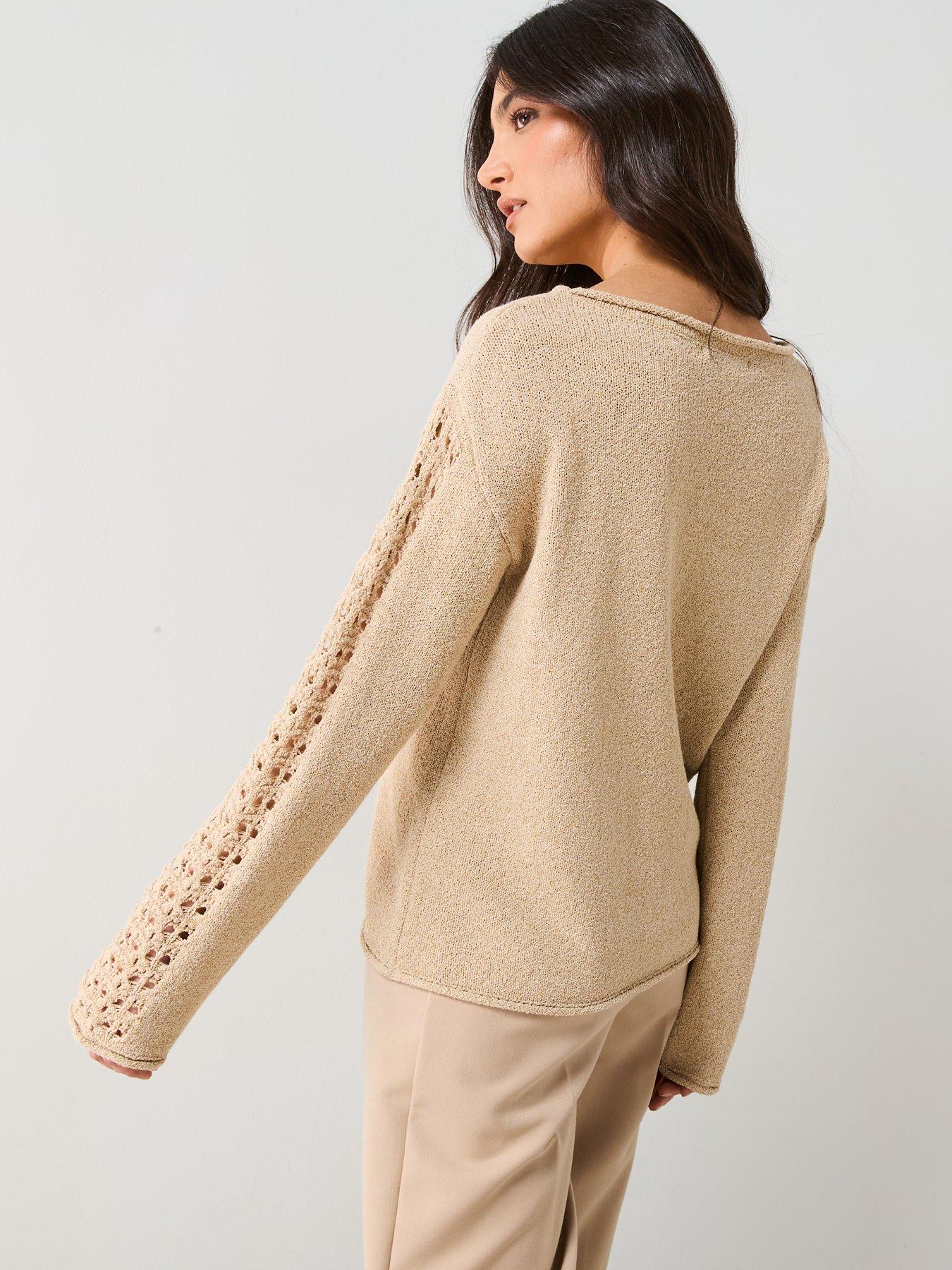 v-by-very-wide-neck-sleeve-detail-textured-jumper-beigestillFront