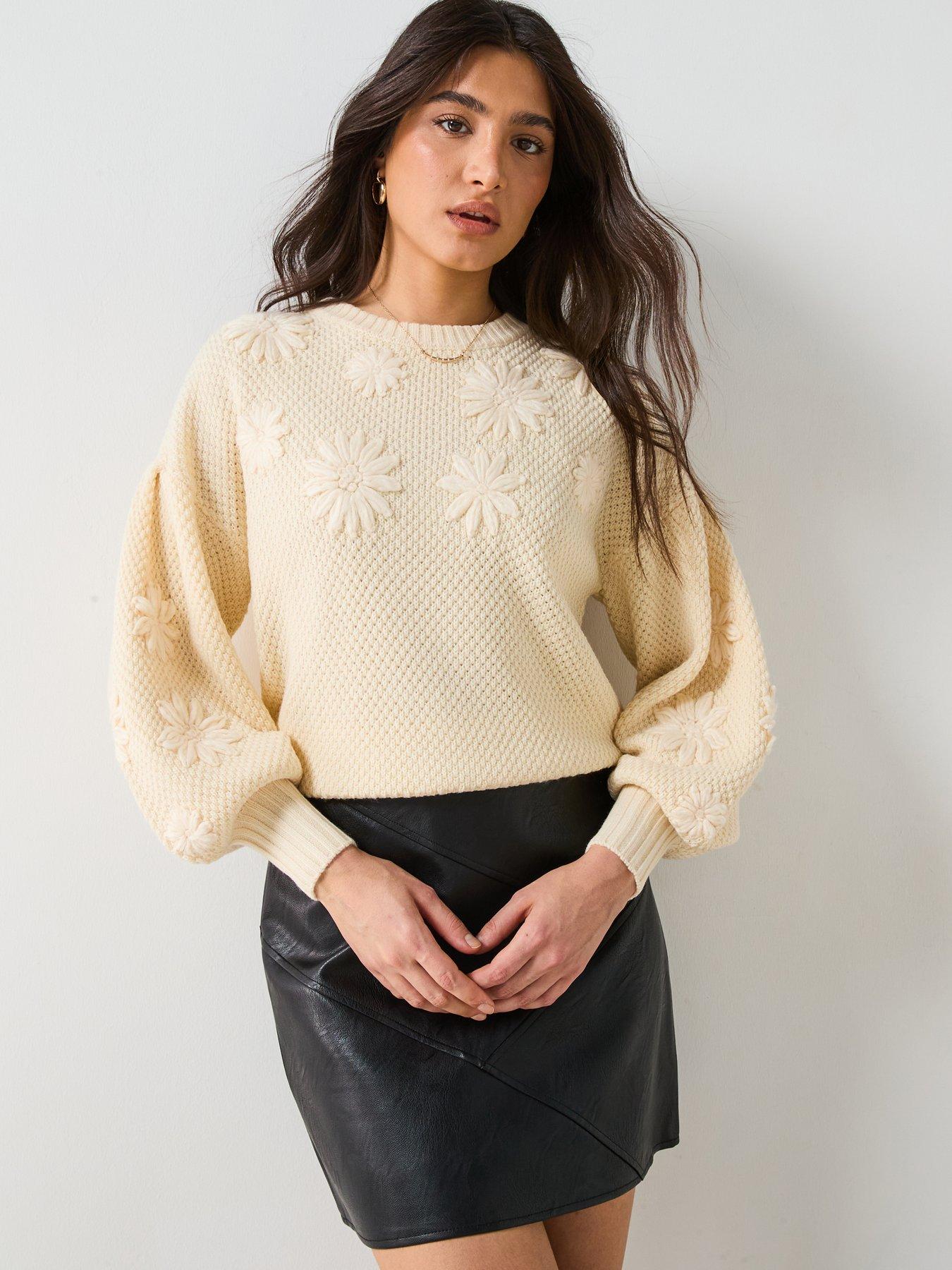 v-by-very-embroidered-flower-puff-sleeve-jumper-cream