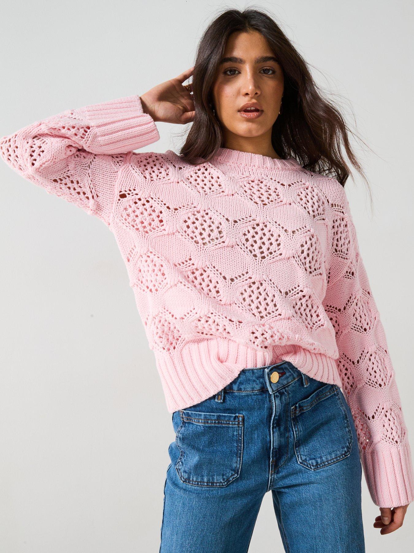 v-by-very-bobble-stitch-crew-neck-jumper-pinkdetail