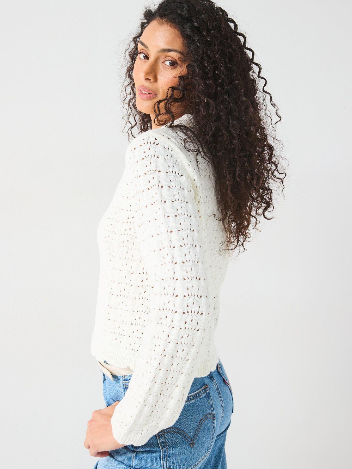 v-by-very-pointelle-collared-cardigan-creamstillFront