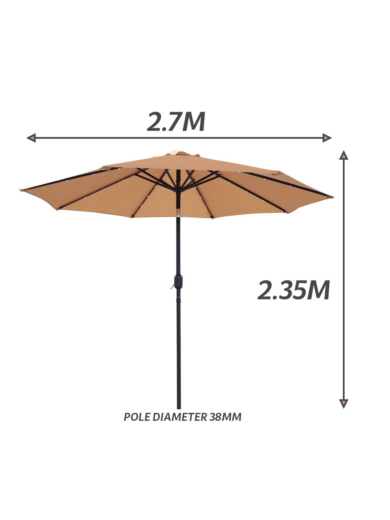 Image 6 of 6 of Glamhaus GlamHaus Solar LED Tilting Khaki Sand Garden Parasol Umbrella 2.7M