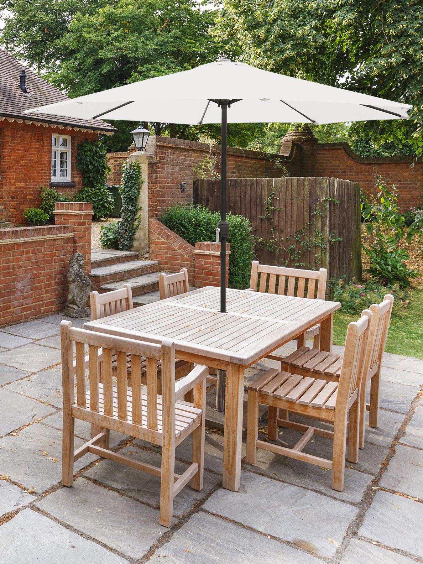 undefined GlamHaus Cream Garden Table Parasol Umbrella 2.7M