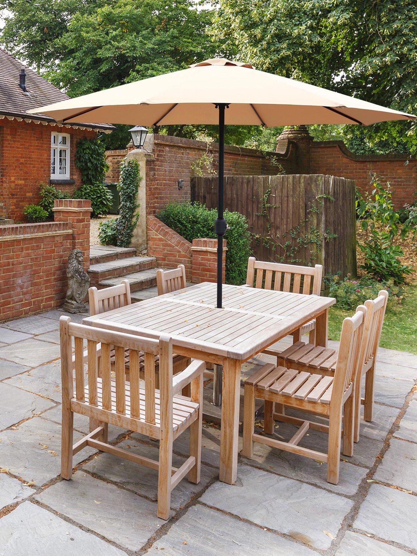 undefined GlamHaus Khaki Sand Garden Table Parasol Umbrella 2.7M