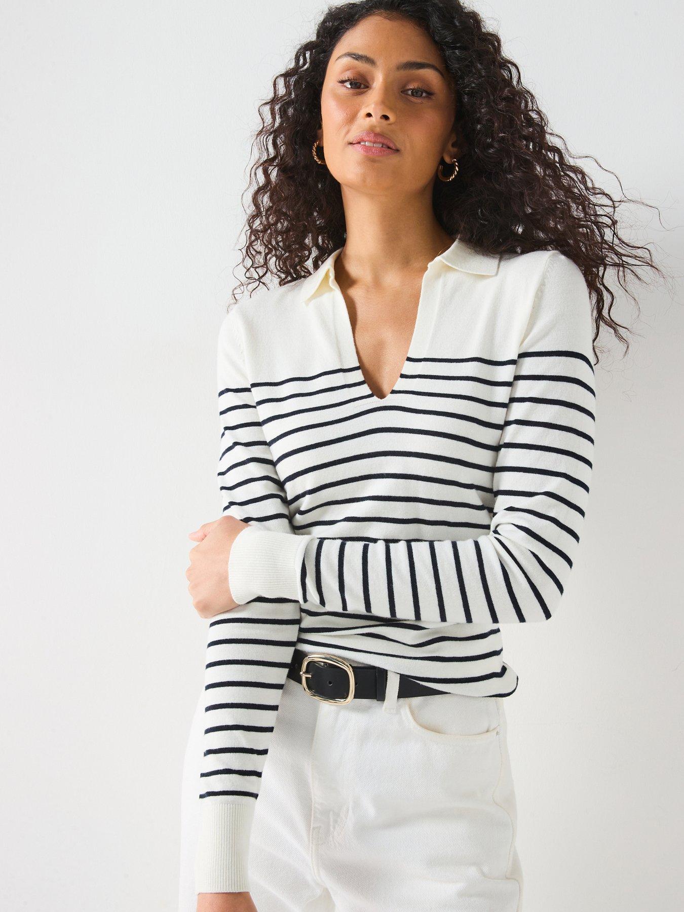 everyday-knitted-collared-v-neck-stripe-jumper-print