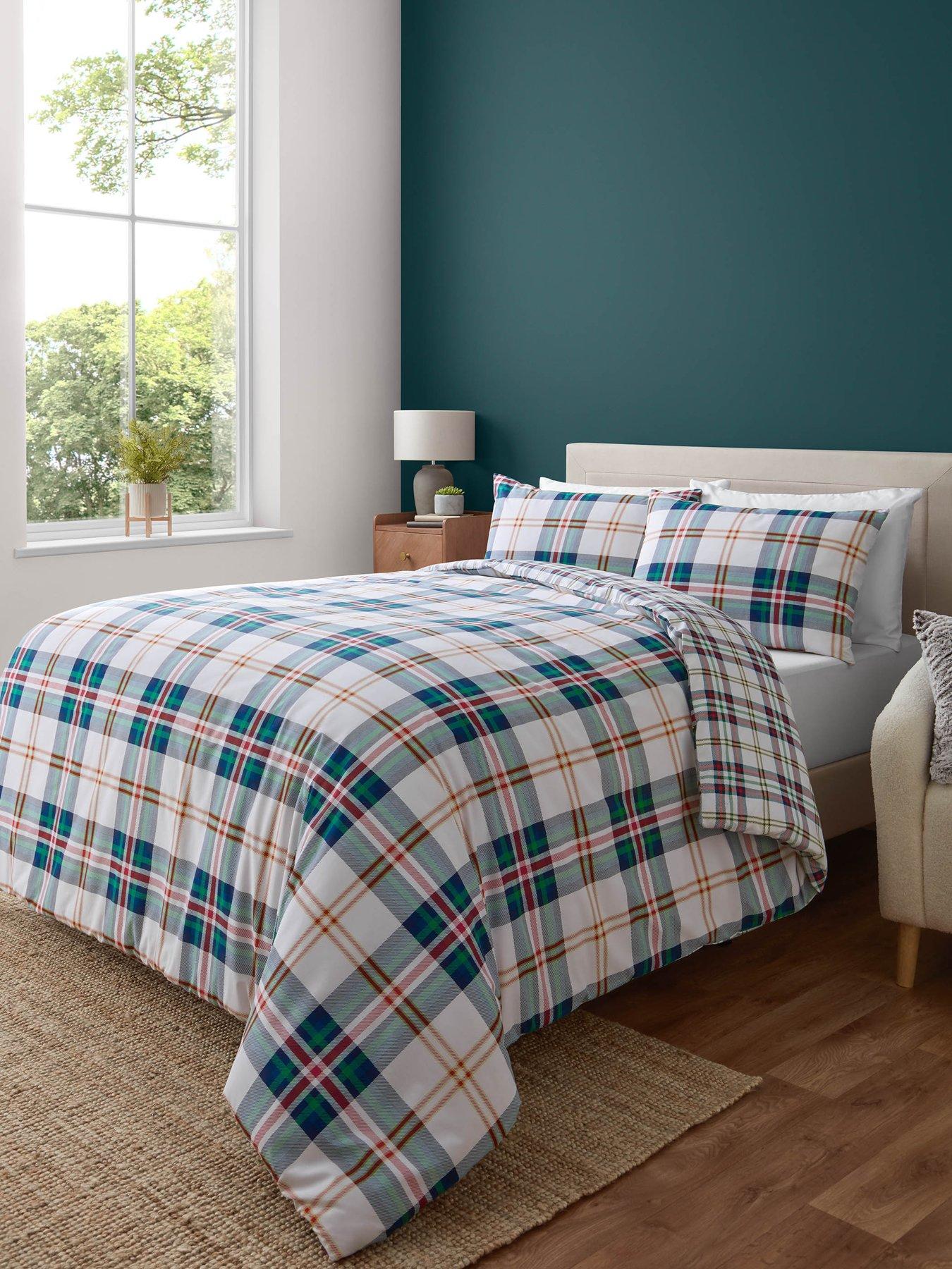 catherine-lansfield-kelso-check-green-reversible-duvet-cover-set