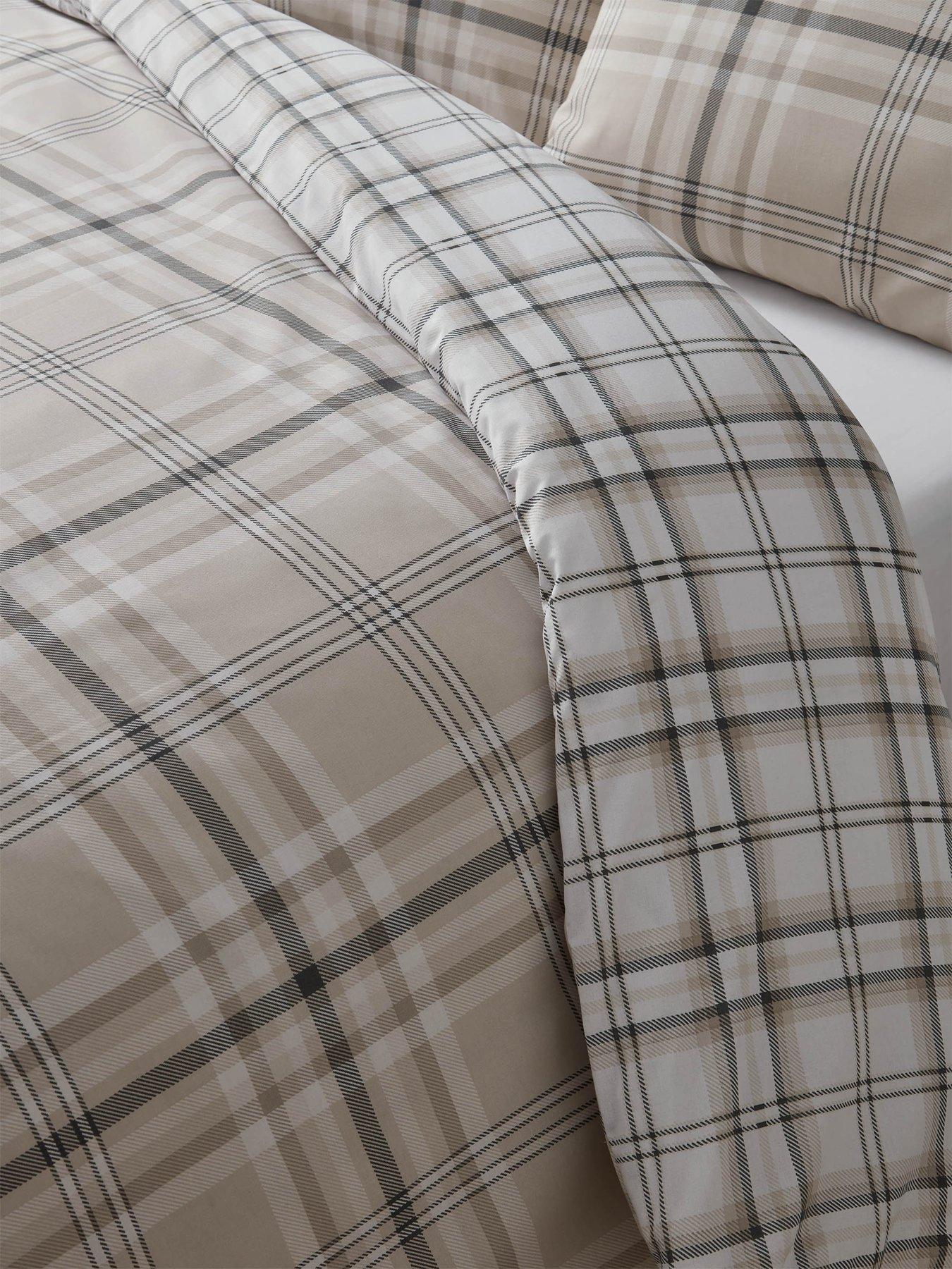 catherine-lansfield-kelso-check-natural-reversible-duvet-cover-setdetail