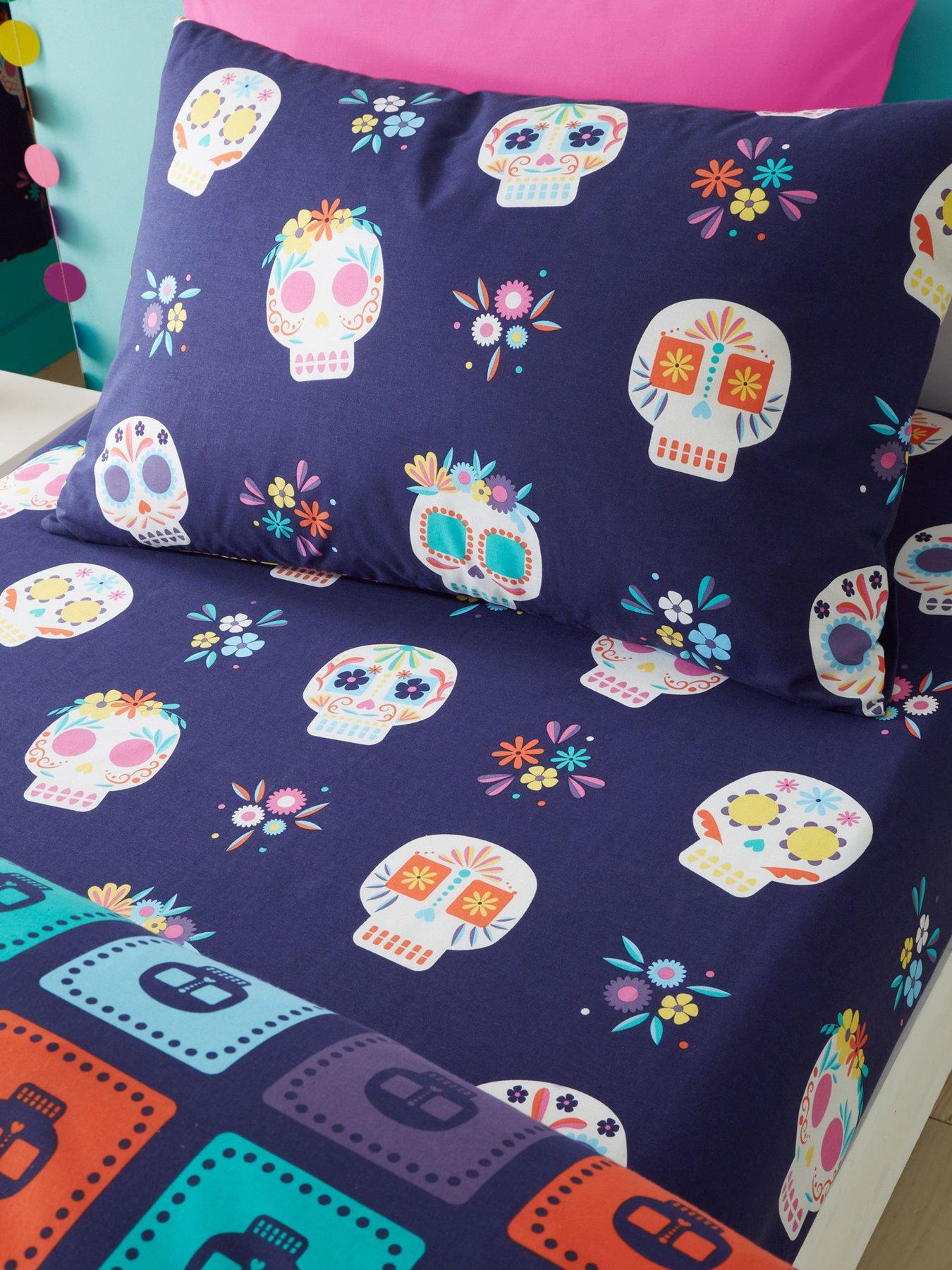 catherine-lansfield-sugar-skull-fiesta-fitted-sheet--double