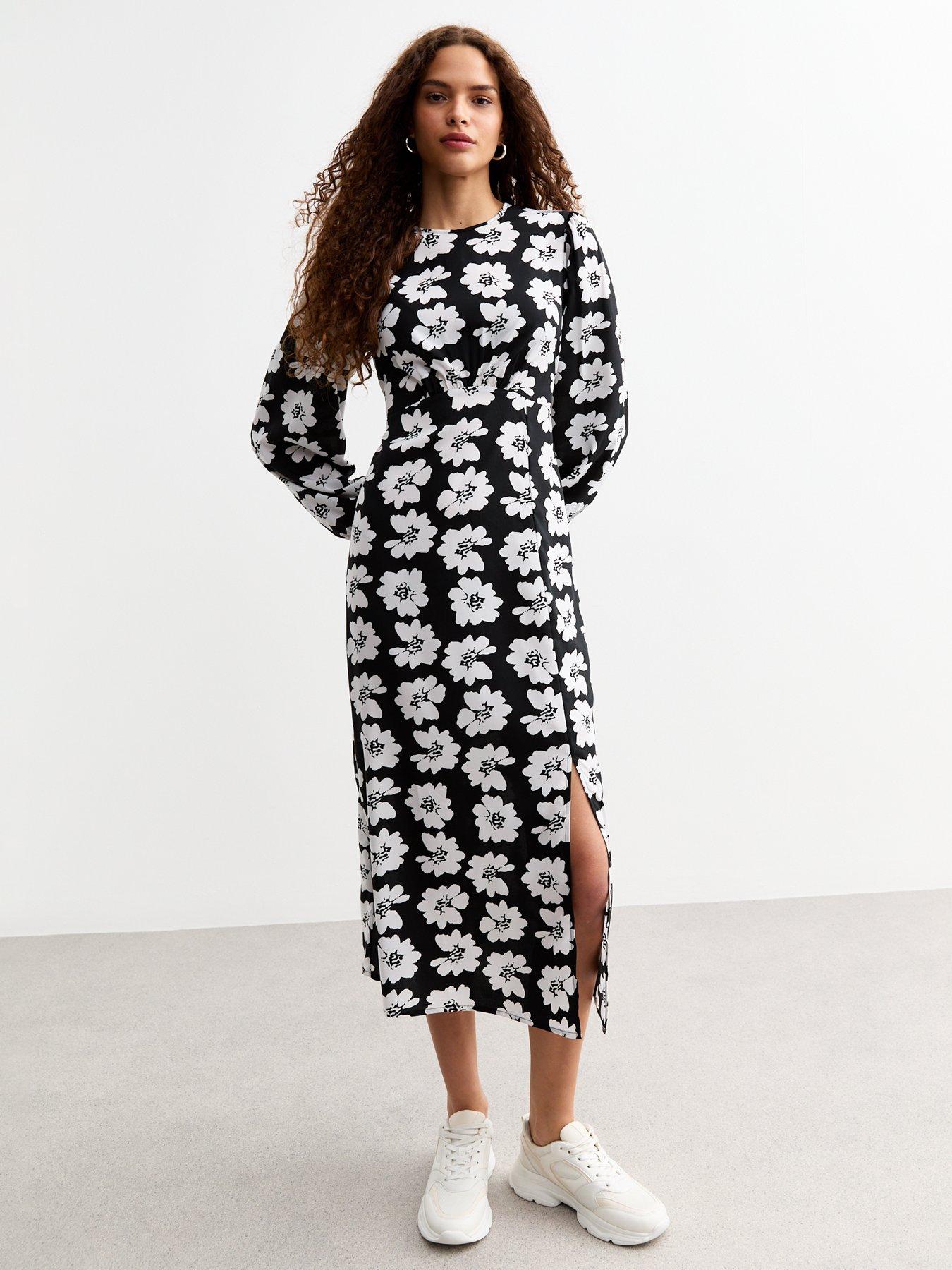 new-look-floral-print-long-sleeve-midi-dress--nbspblack