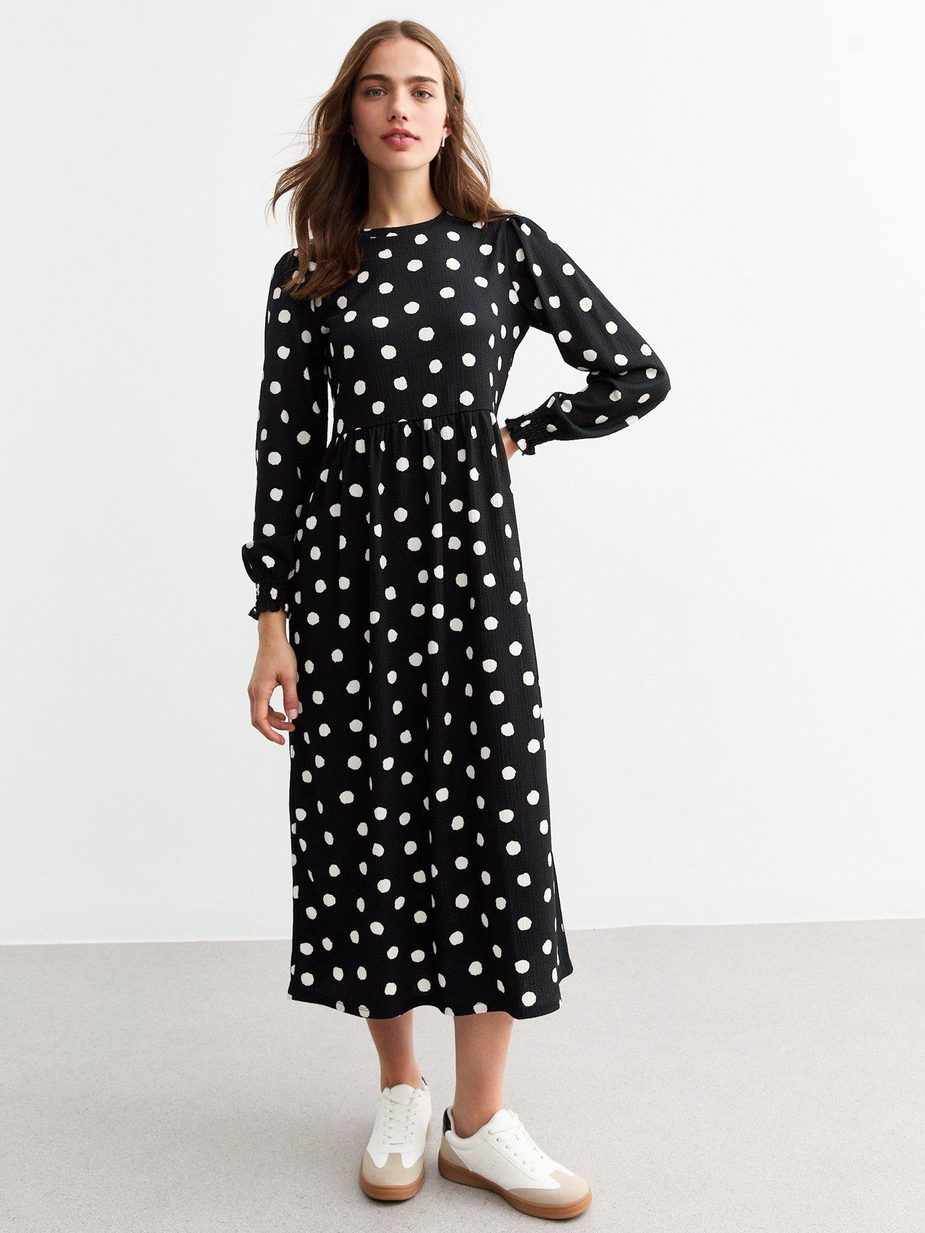 new-look-black-spotted-midi-smock-dress-print