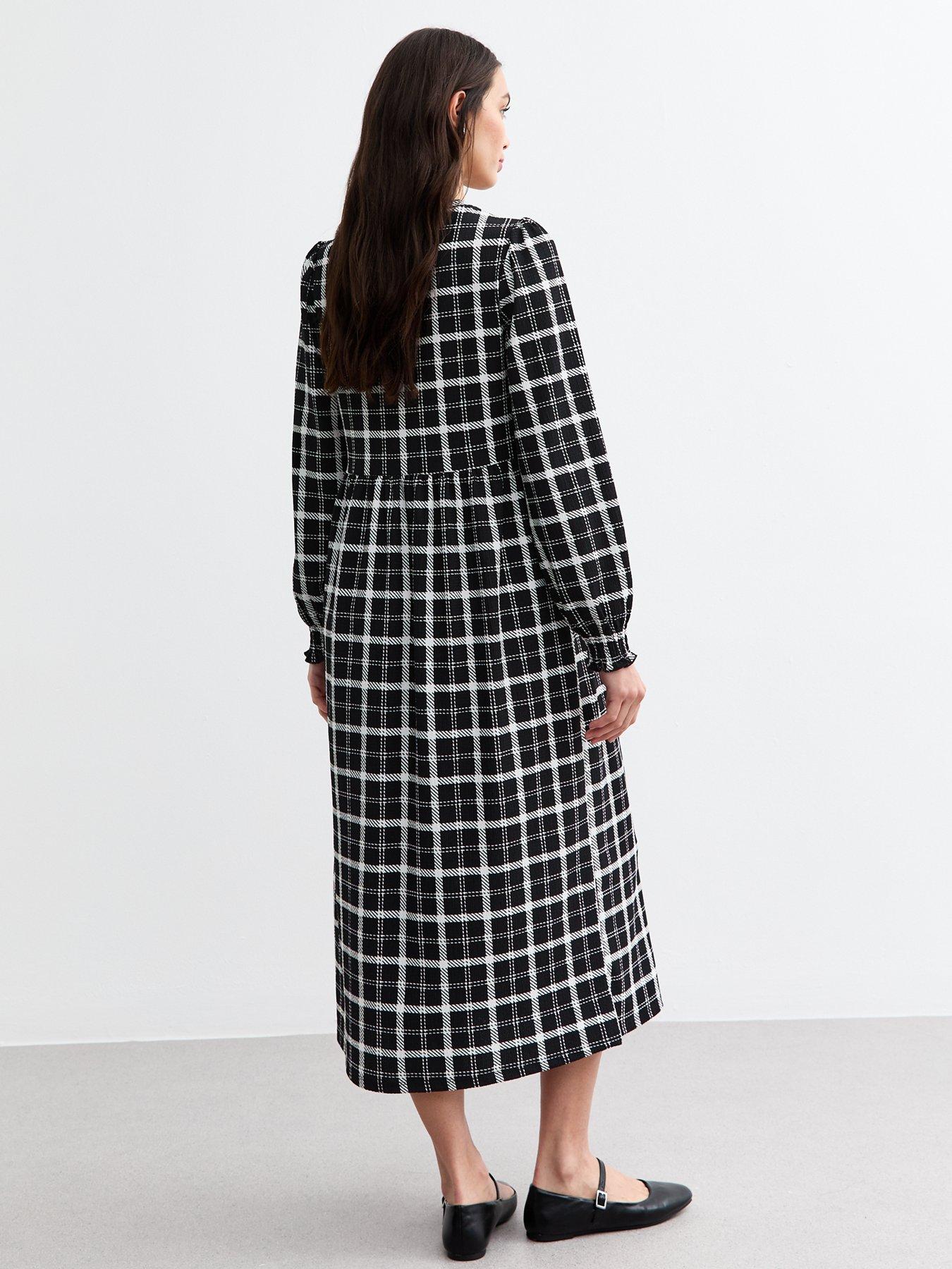 new-look-checked-crinkled-long-sleeve-midi-smock-dress-blackstillFront