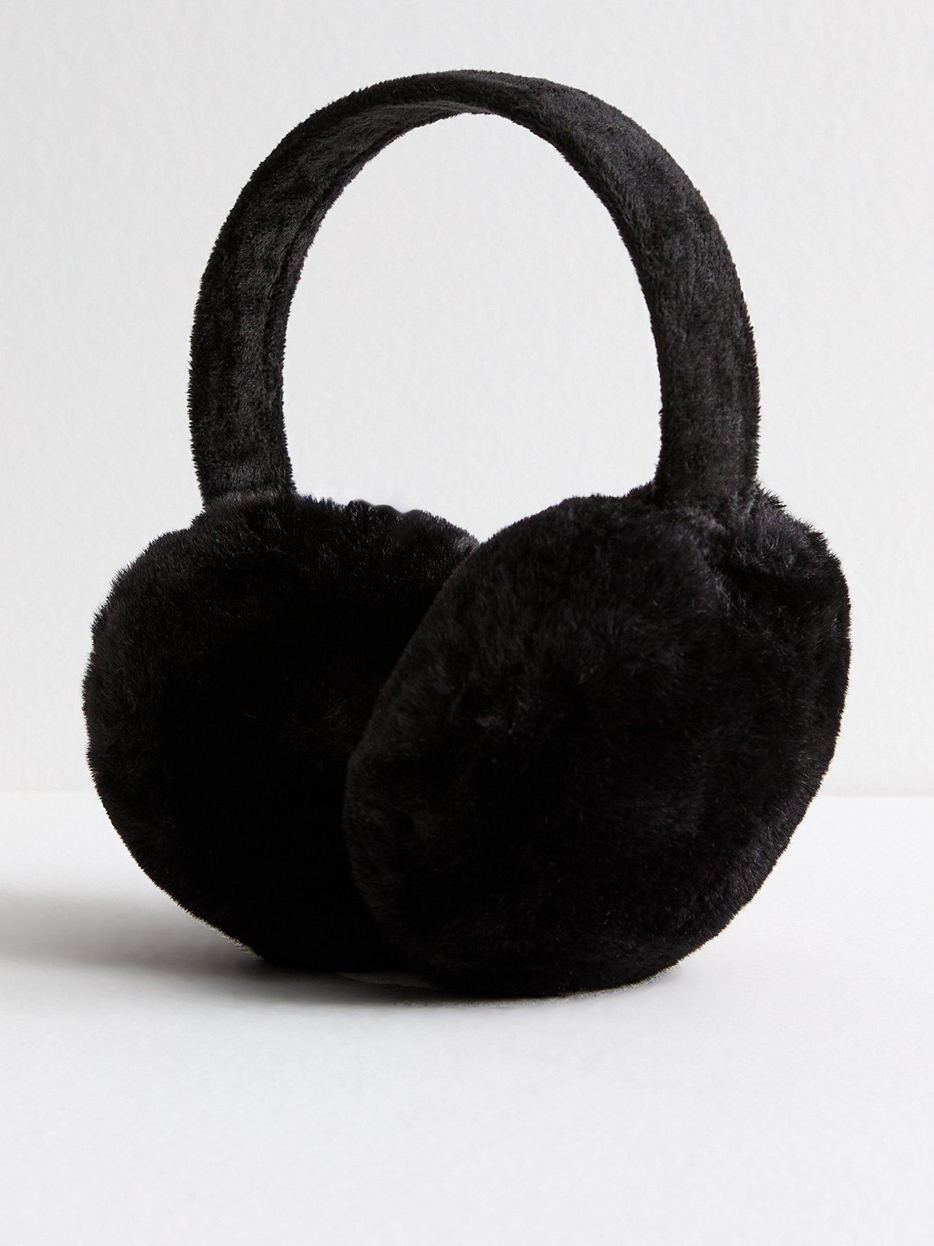 new-look-black-faux-fur-adjustable-headband-earmuffsfront