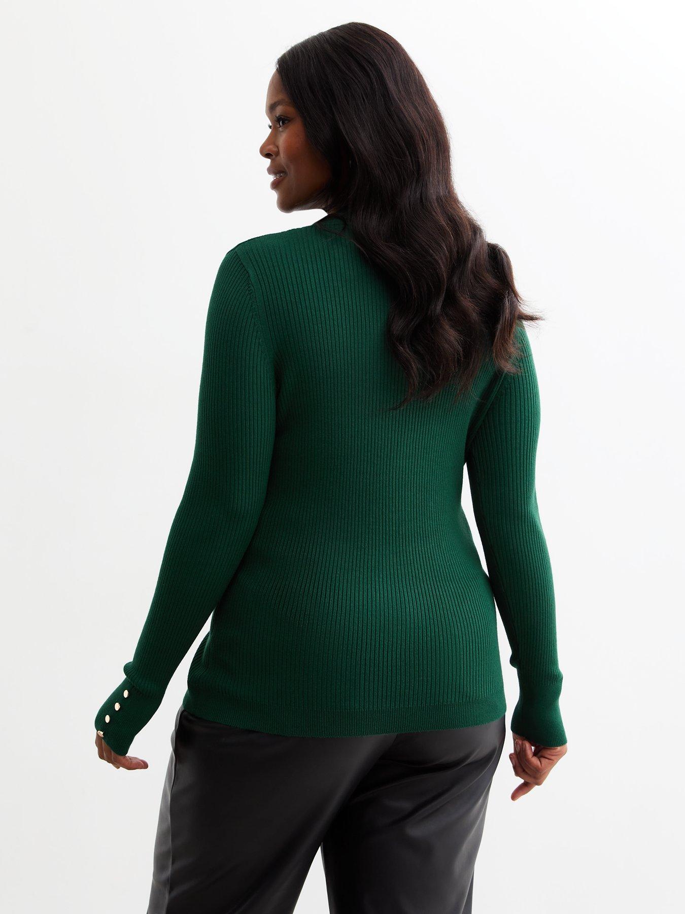 new-look-curves-dark-green-button-detail-rib-knitted-jumper-dark-greenstillFront