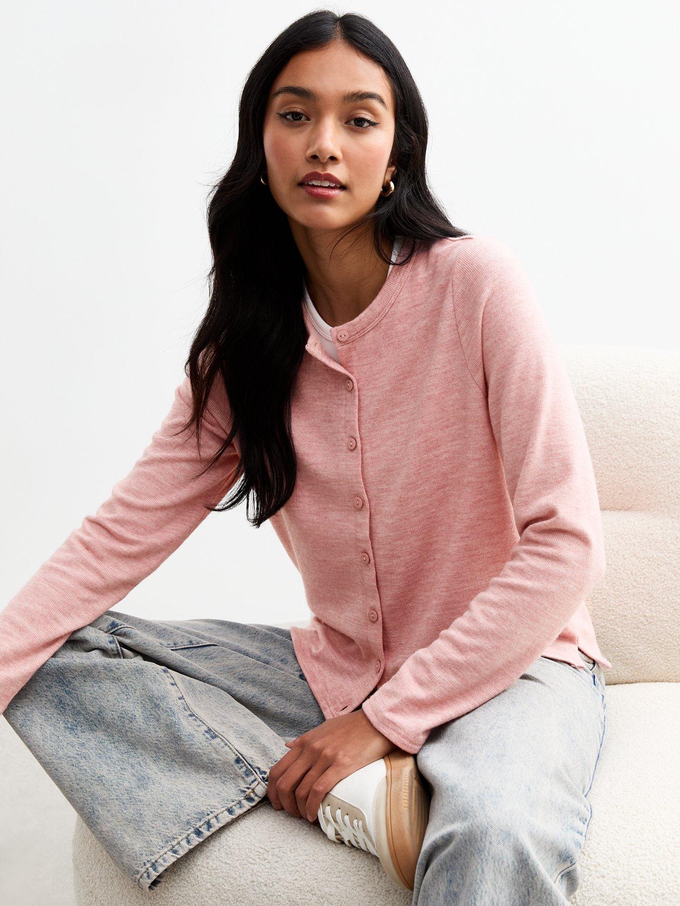 new-look-pink-soft-touch-crew-neck-cardigandetail