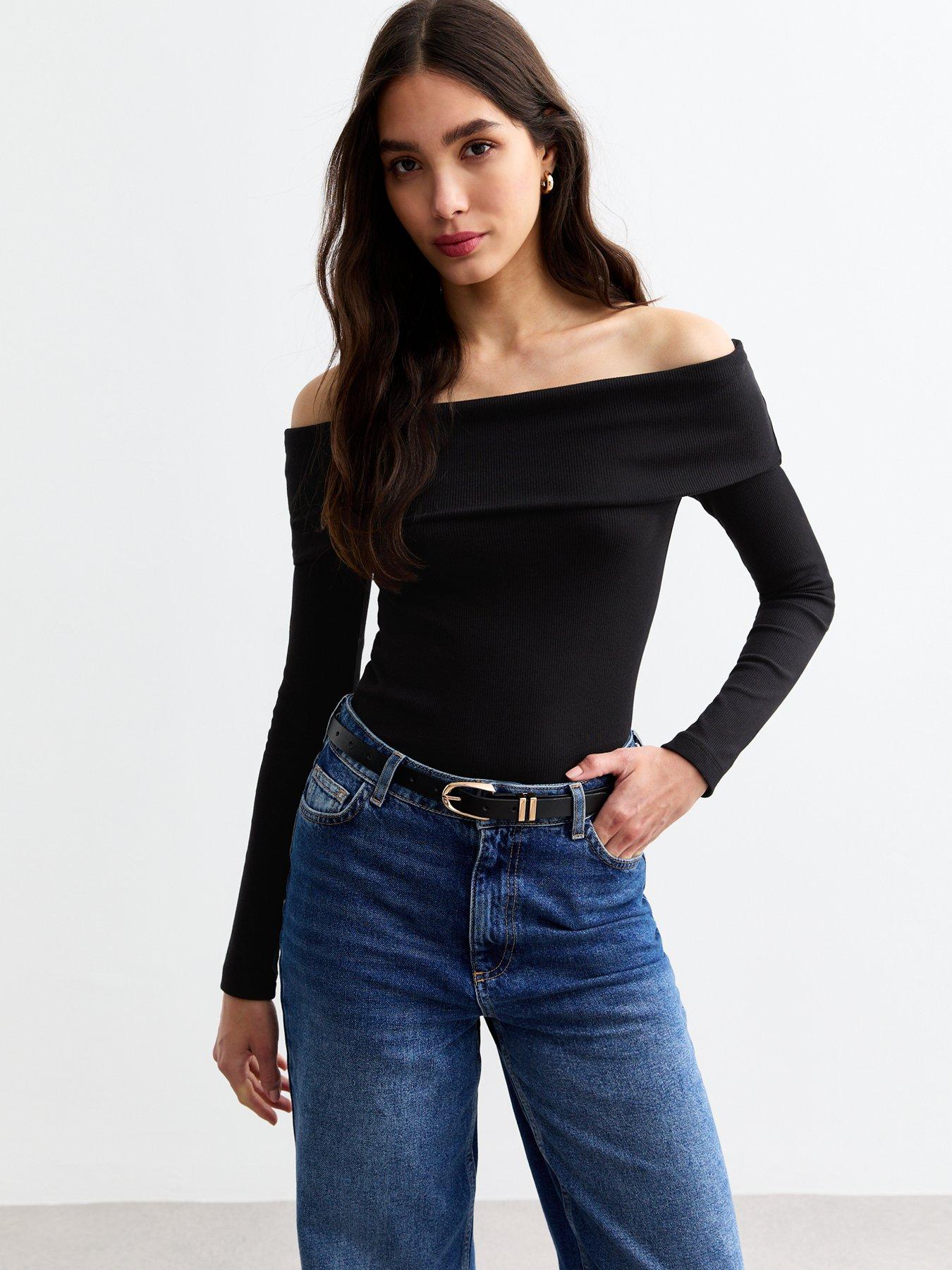 new-look-ribbed-foldover-bardot-top-blackfront